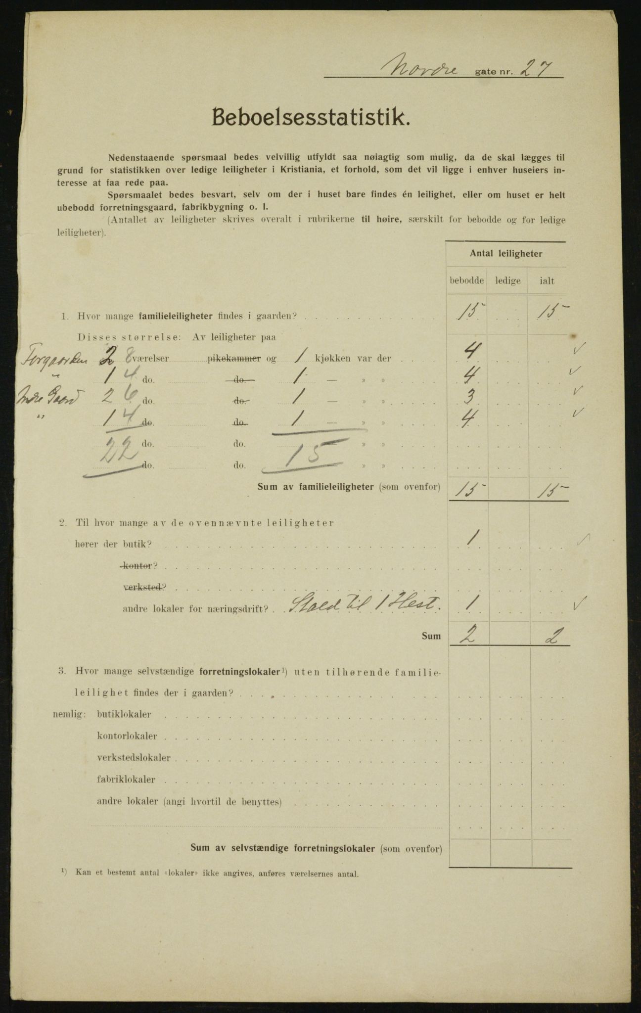 OBA, Municipal Census 1910 for Kristiania, 1910, p. 71274