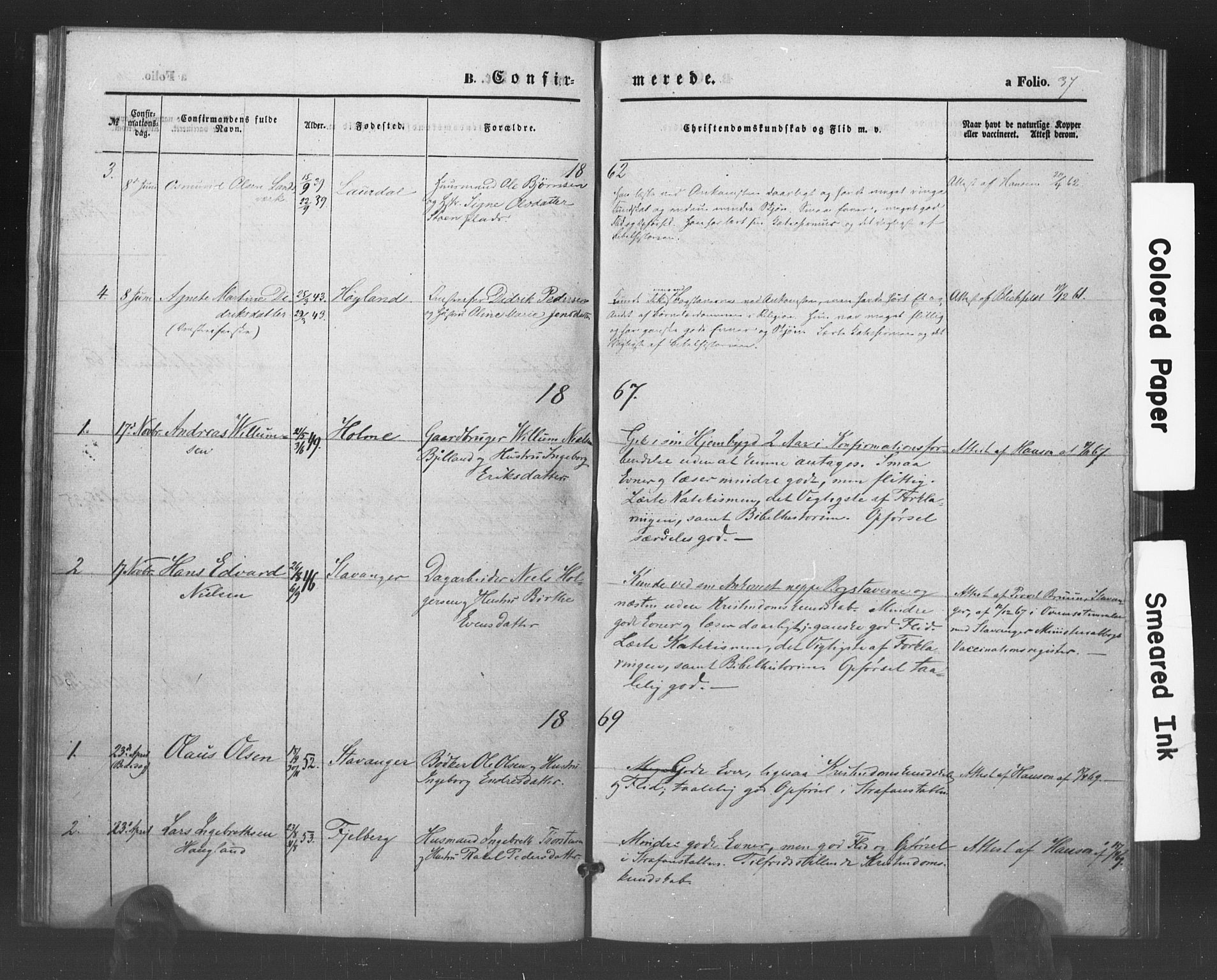 Kristiansand tukthus, SAK/1251-0009/I/Ih/L0001: Parish register (official) no. A 1, 1840-1875, p. 37