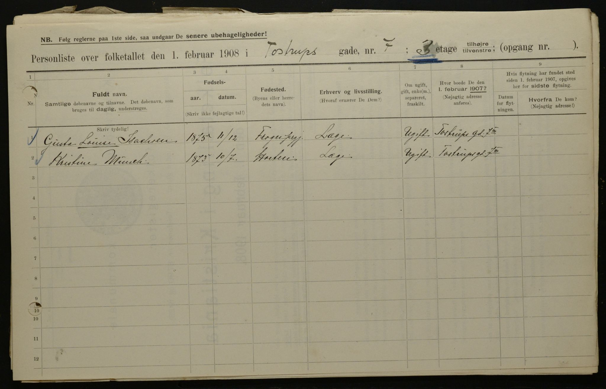OBA, Municipal Census 1908 for Kristiania, 1908, p. 103670