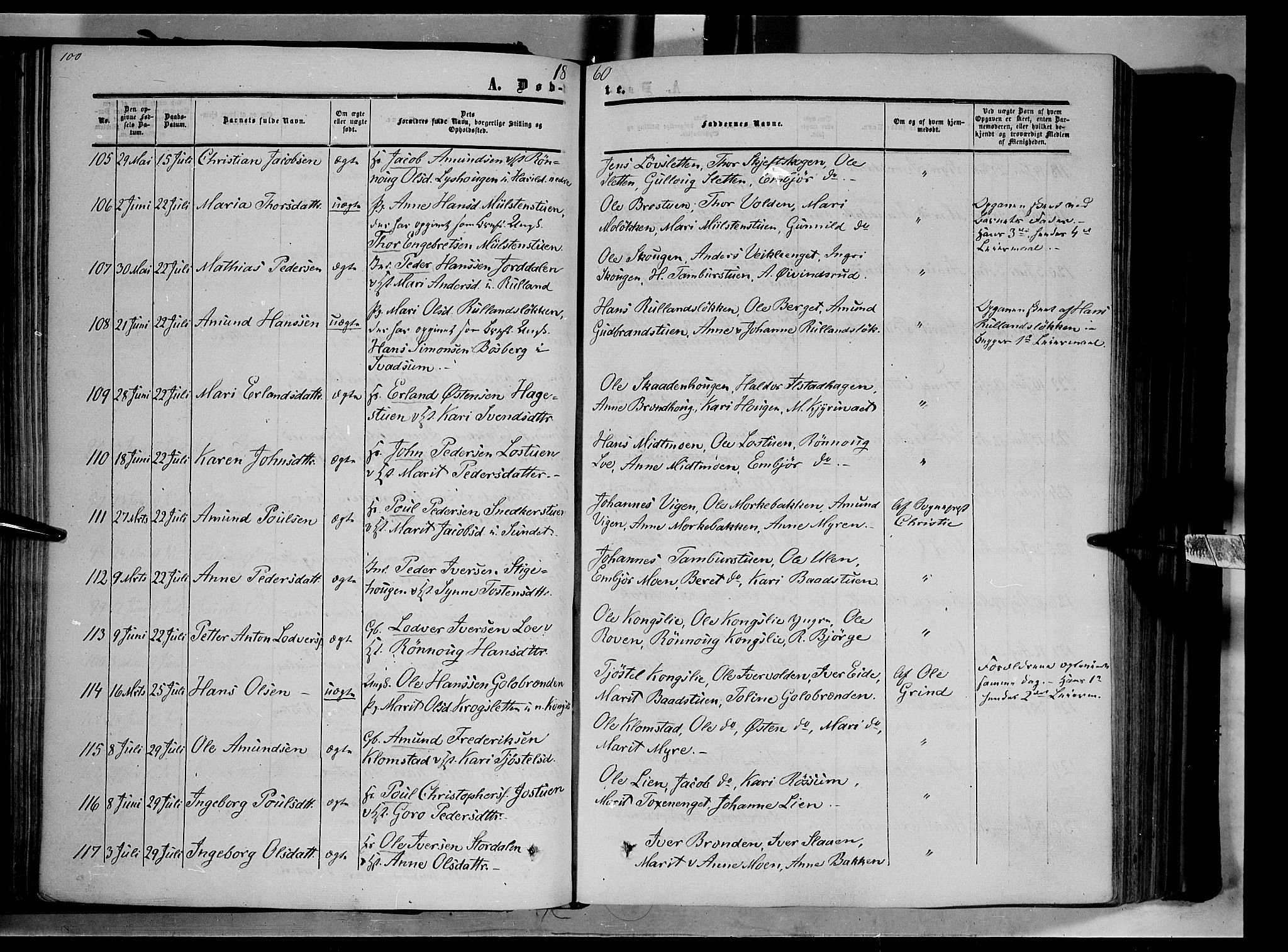 Nord-Fron prestekontor, AV/SAH-PREST-080/H/Ha/Haa/L0001: Parish register (official) no. 1, 1851-1864, p. 100