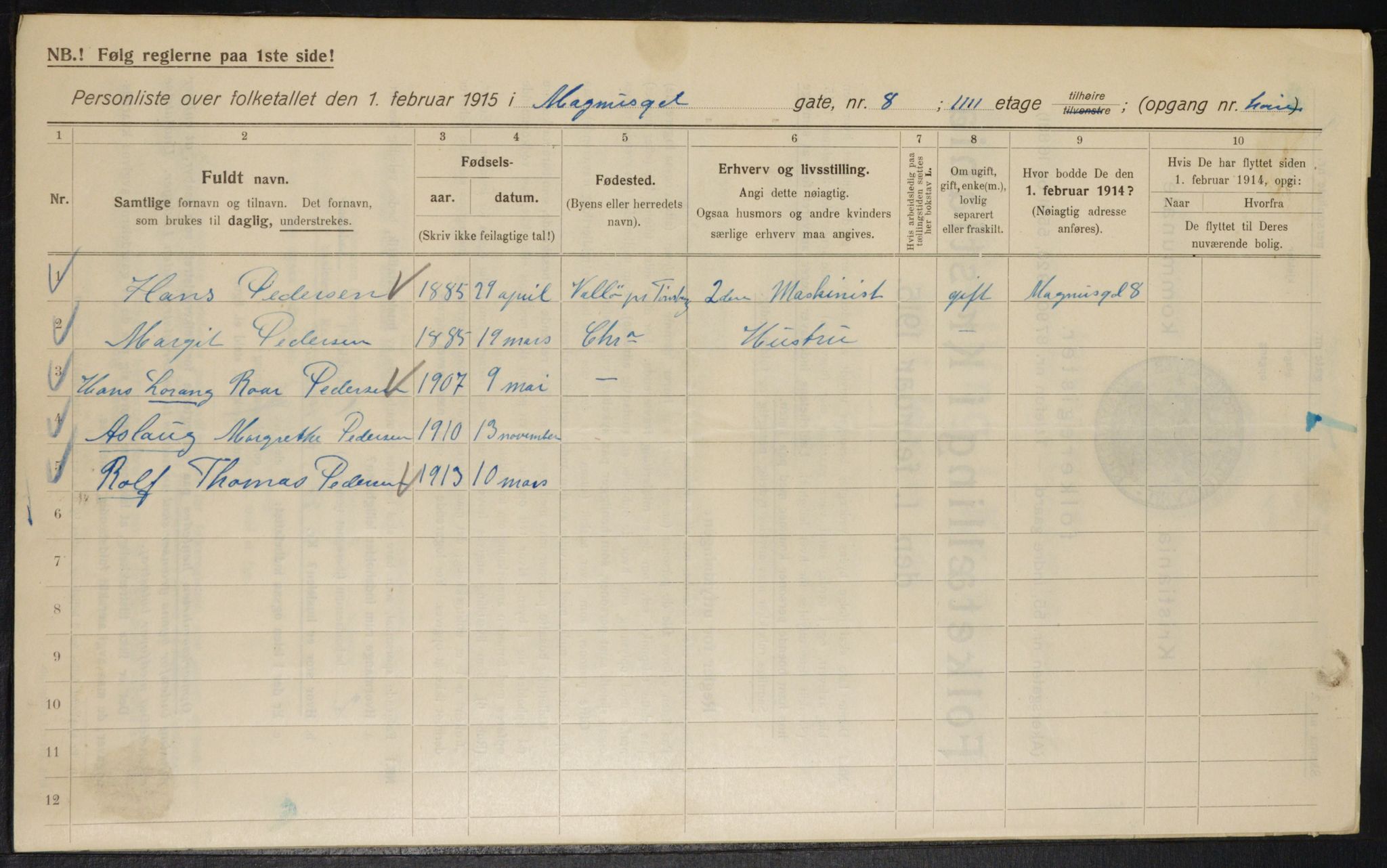 OBA, Municipal Census 1915 for Kristiania, 1915, p. 58971