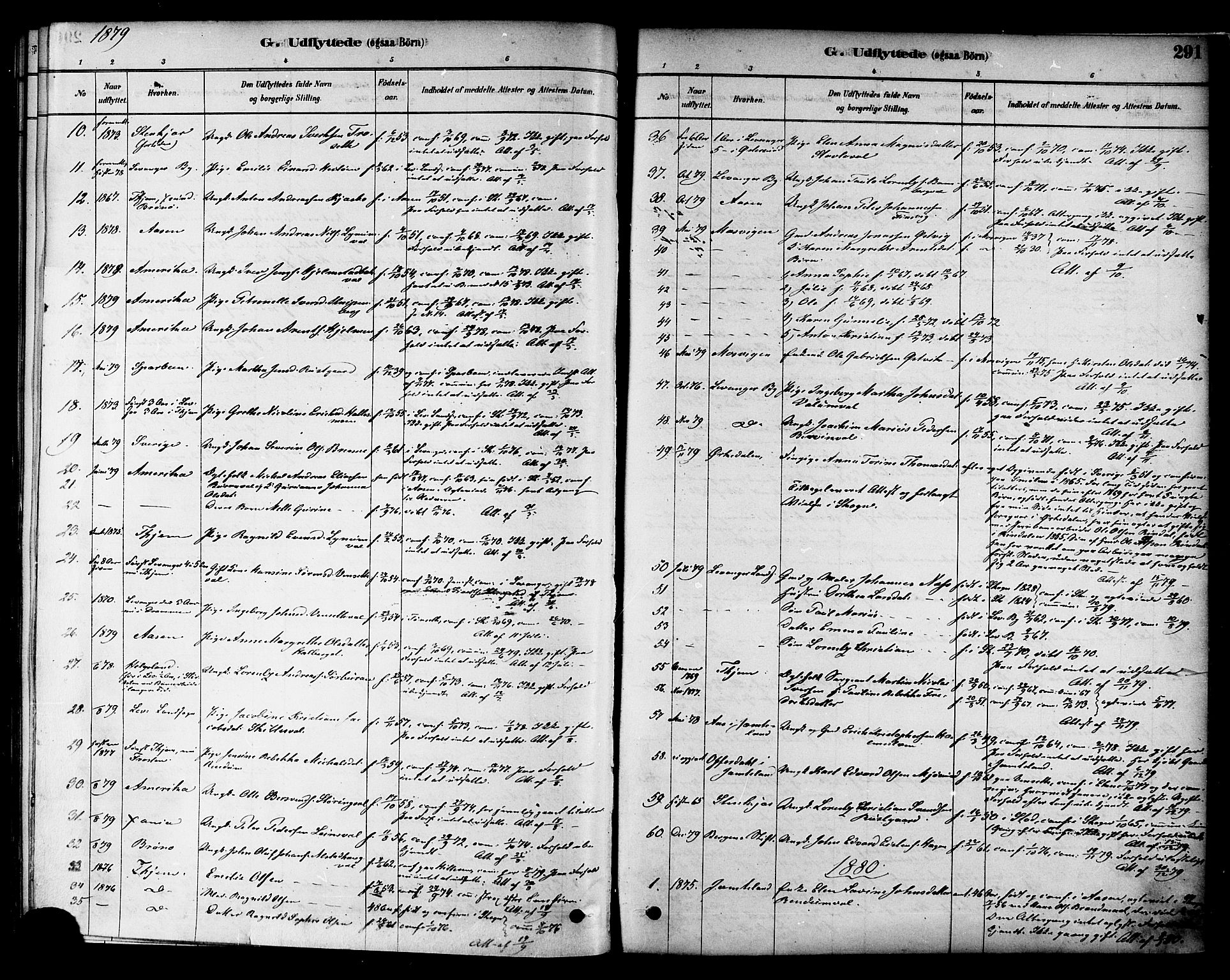 Ministerialprotokoller, klokkerbøker og fødselsregistre - Nord-Trøndelag, SAT/A-1458/717/L0159: Parish register (official) no. 717A09, 1878-1898, p. 291