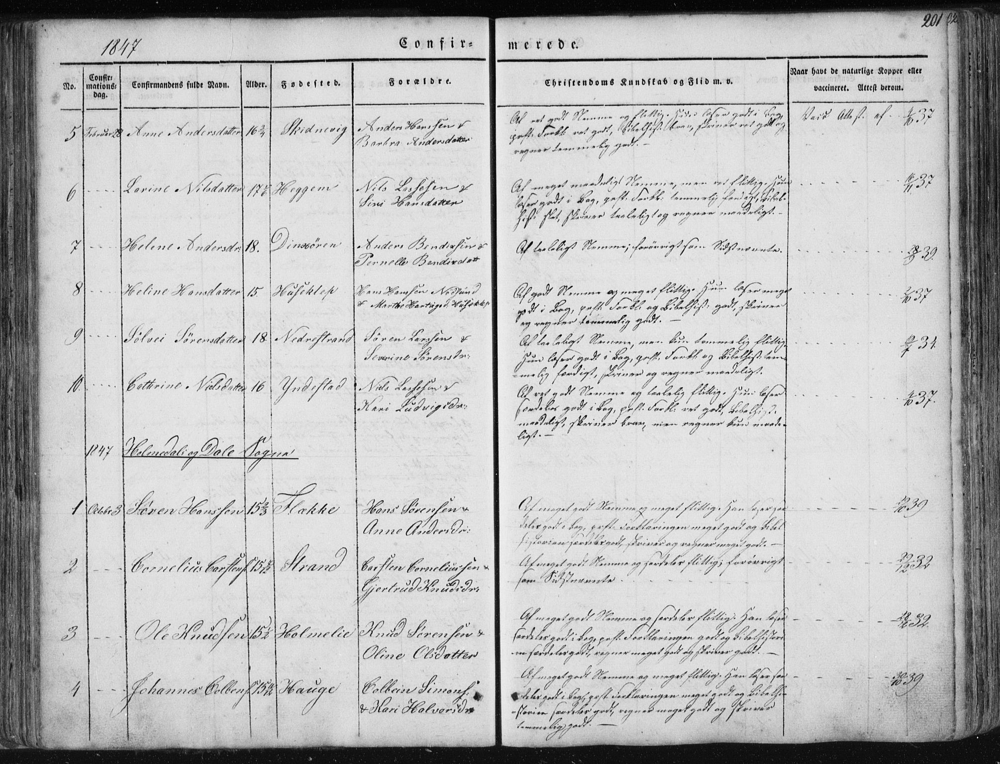 Fjaler sokneprestembete, SAB/A-79801/H/Haa/Haaa/L0006: Parish register (official) no. A 6, 1835-1884, p. 201