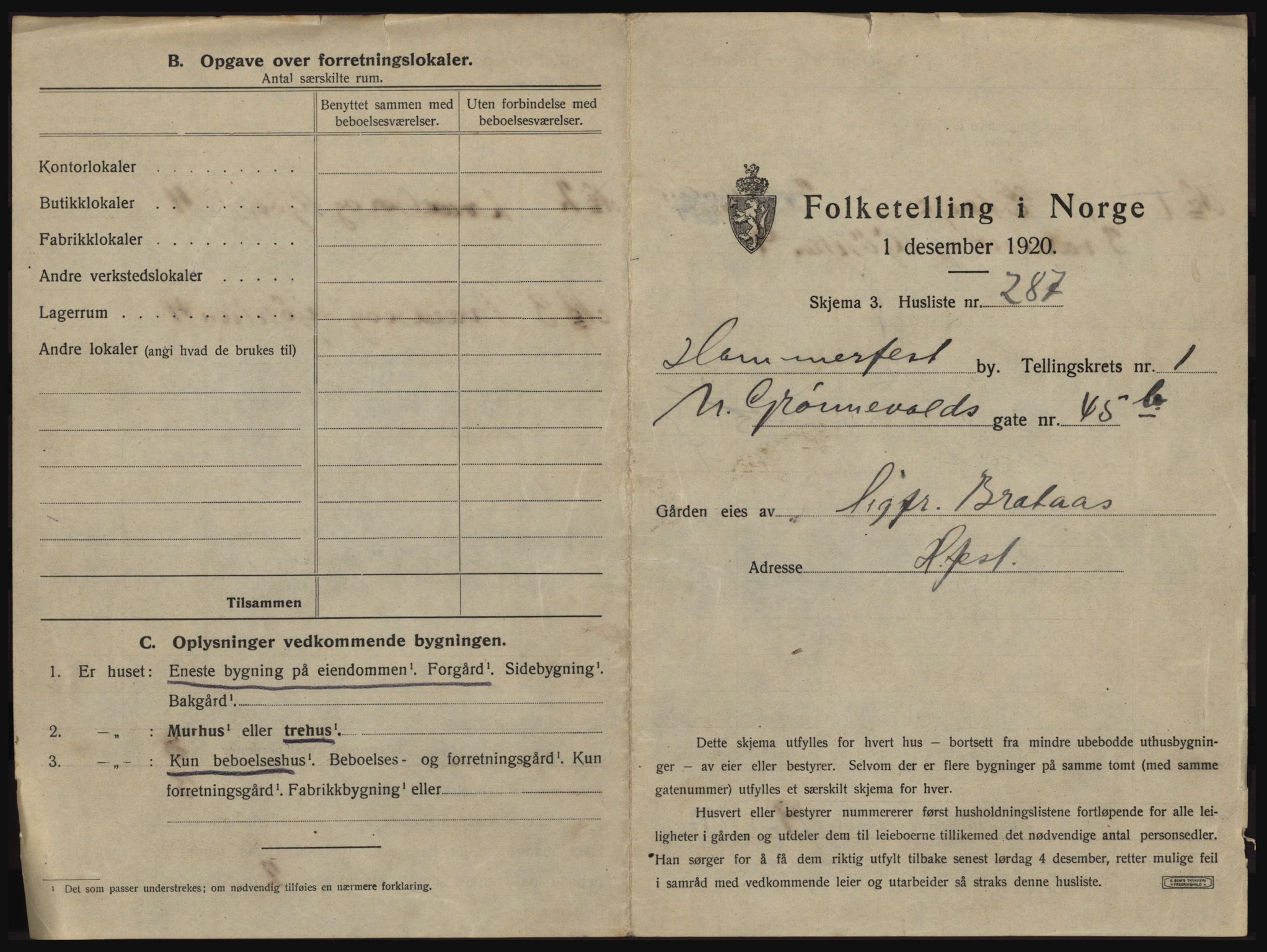 SATØ, 1920 census for Hammerfest, 1920, p. 640