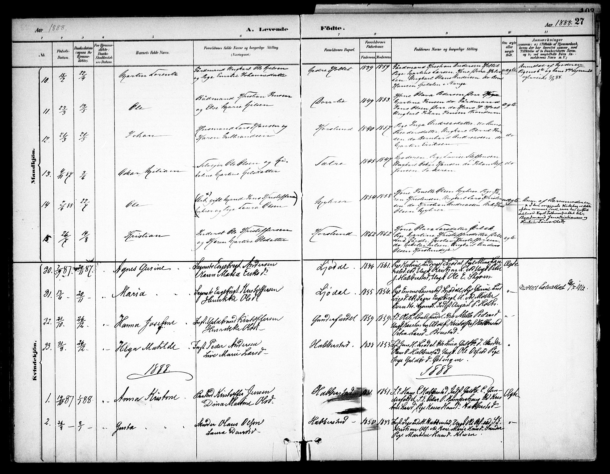 Eidsvoll prestekontor Kirkebøker, AV/SAO-A-10888/F/Fb/L0001: Parish register (official) no. II 1, 1882-1897, p. 27
