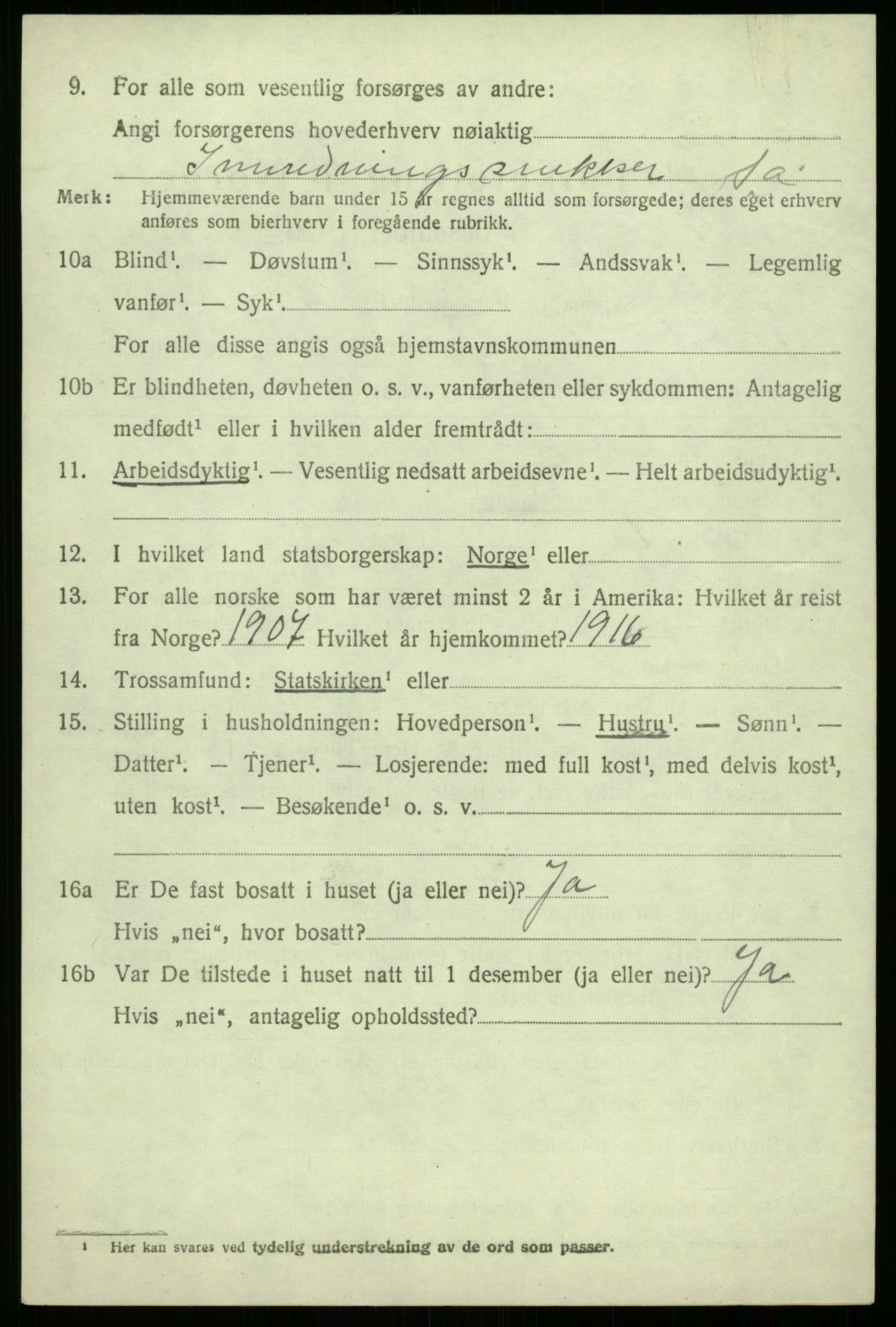 SAB, 1920 census for Årdal, 1920, p. 3598