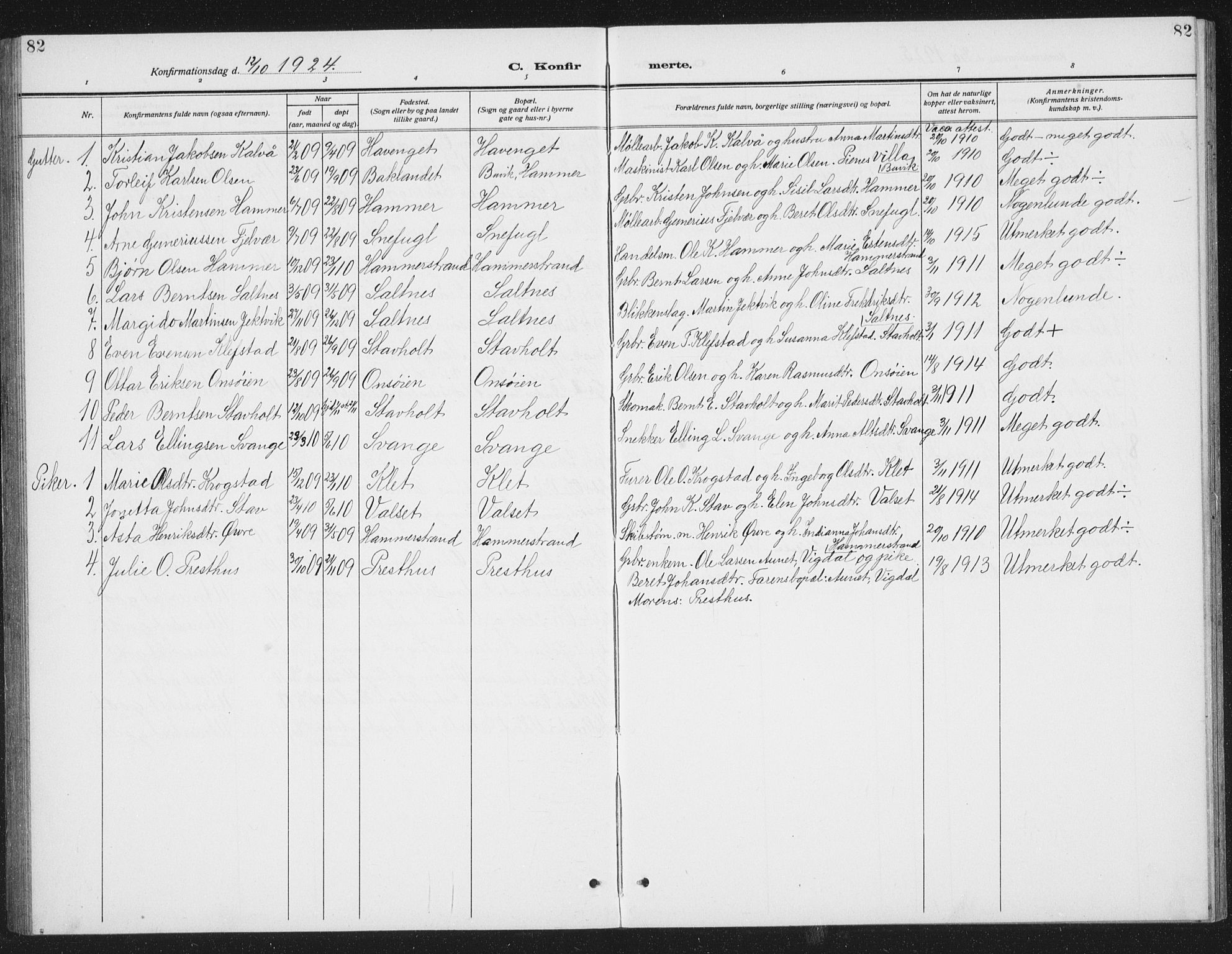 Ministerialprotokoller, klokkerbøker og fødselsregistre - Sør-Trøndelag, SAT/A-1456/666/L0791: Parish register (copy) no. 666C04, 1909-1939, p. 82