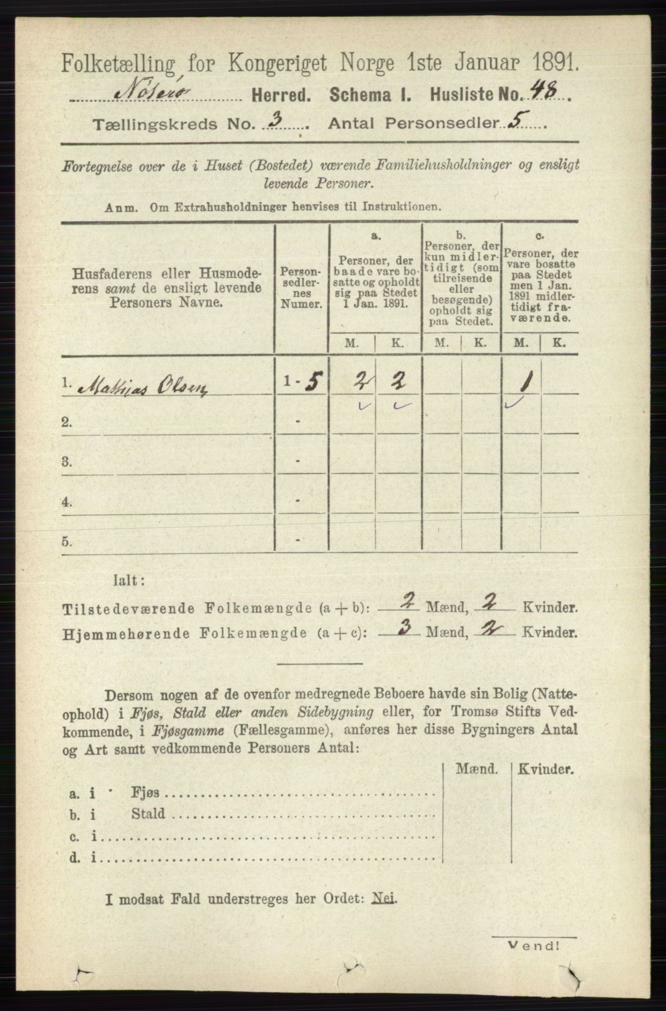 RA, 1891 census for 0722 Nøtterøy, 1891, p. 1527