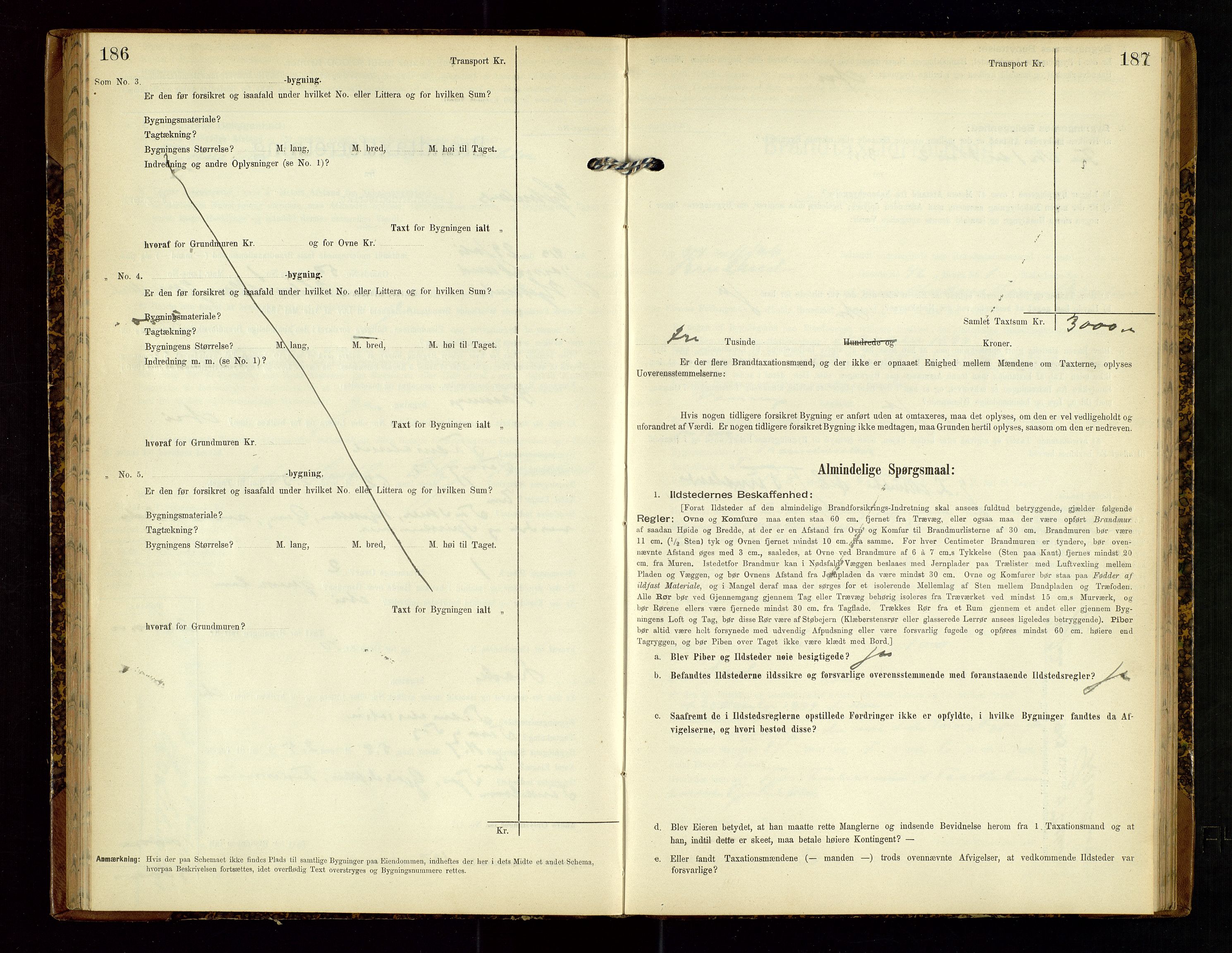 Hjelmeland lensmannskontor, SAST/A-100439/Gob/L0002: "Brandtaxationsprotokol", 1904-1920, p. 186-187