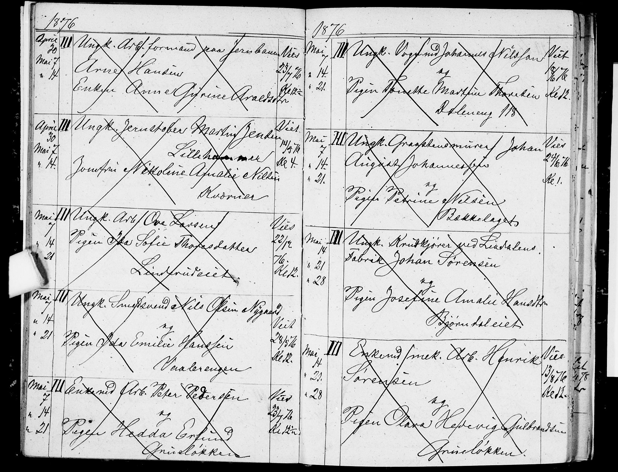 Østre Aker prestekontor Kirkebøker, AV/SAO-A-10840/H/Ha/L0003: Banns register no. I 3, 1873-1878