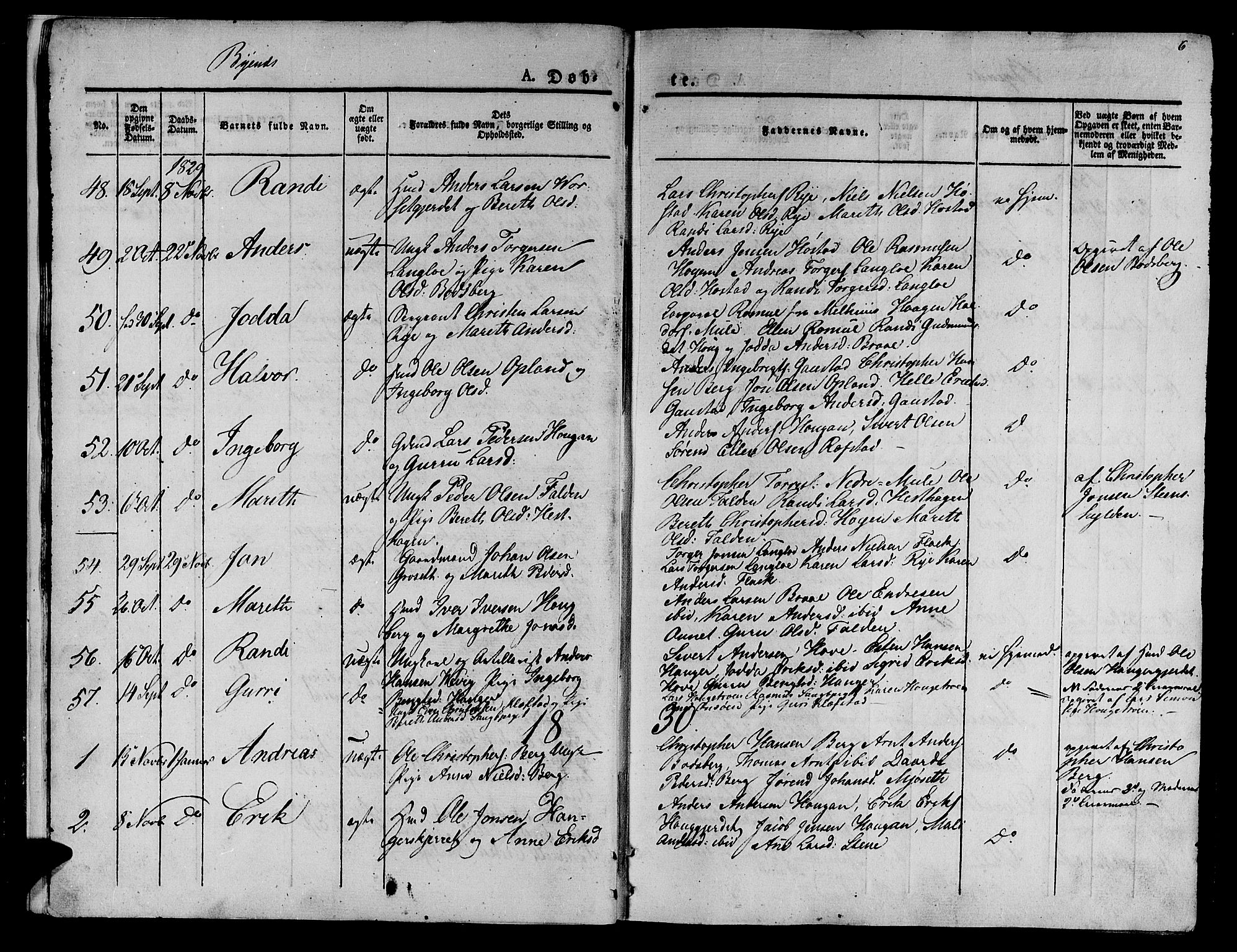 Ministerialprotokoller, klokkerbøker og fødselsregistre - Sør-Trøndelag, SAT/A-1456/612/L0374: Parish register (official) no. 612A07 /1, 1829-1845, p. 6
