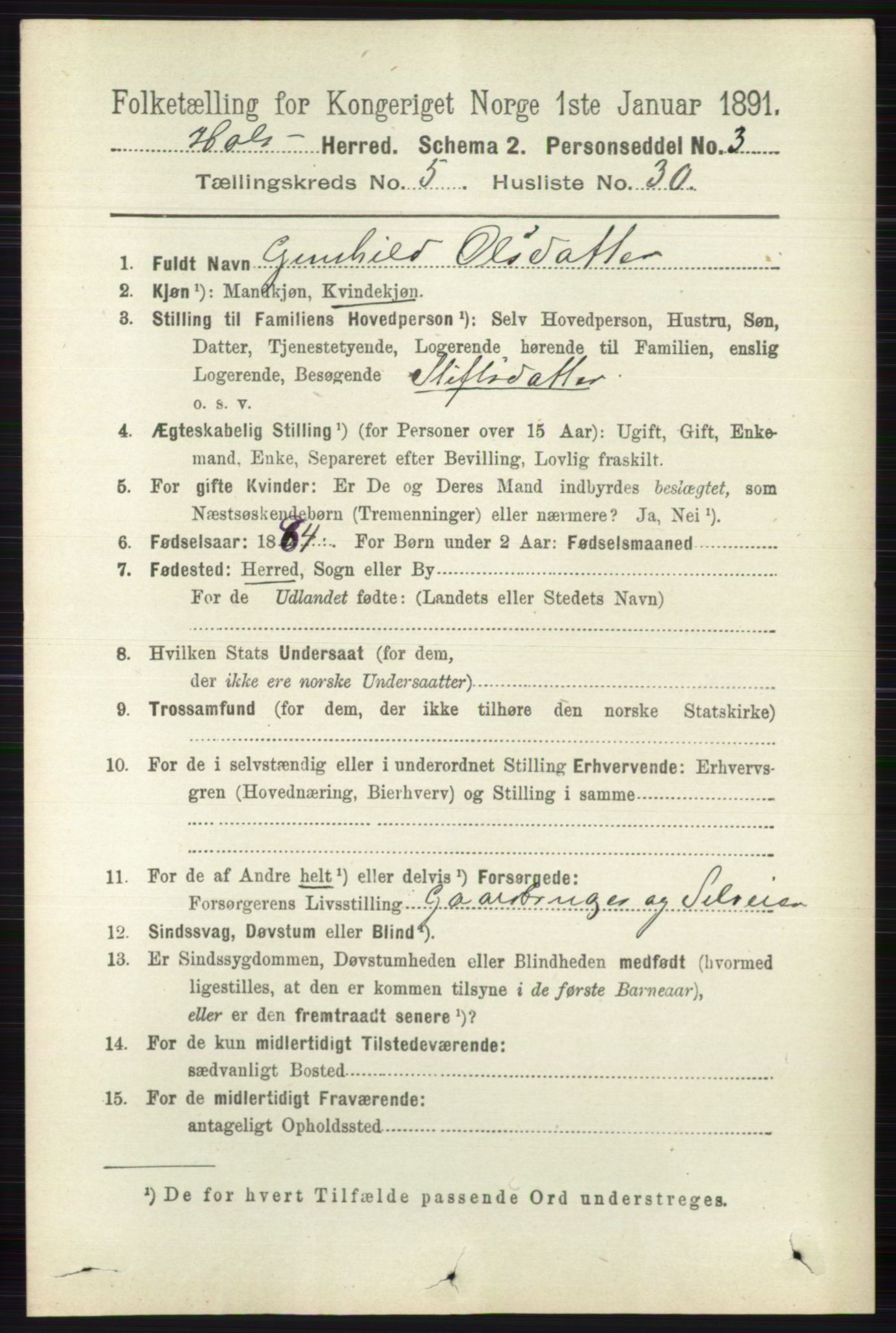 RA, 1891 census for 0620 Hol, 1891, p. 1636