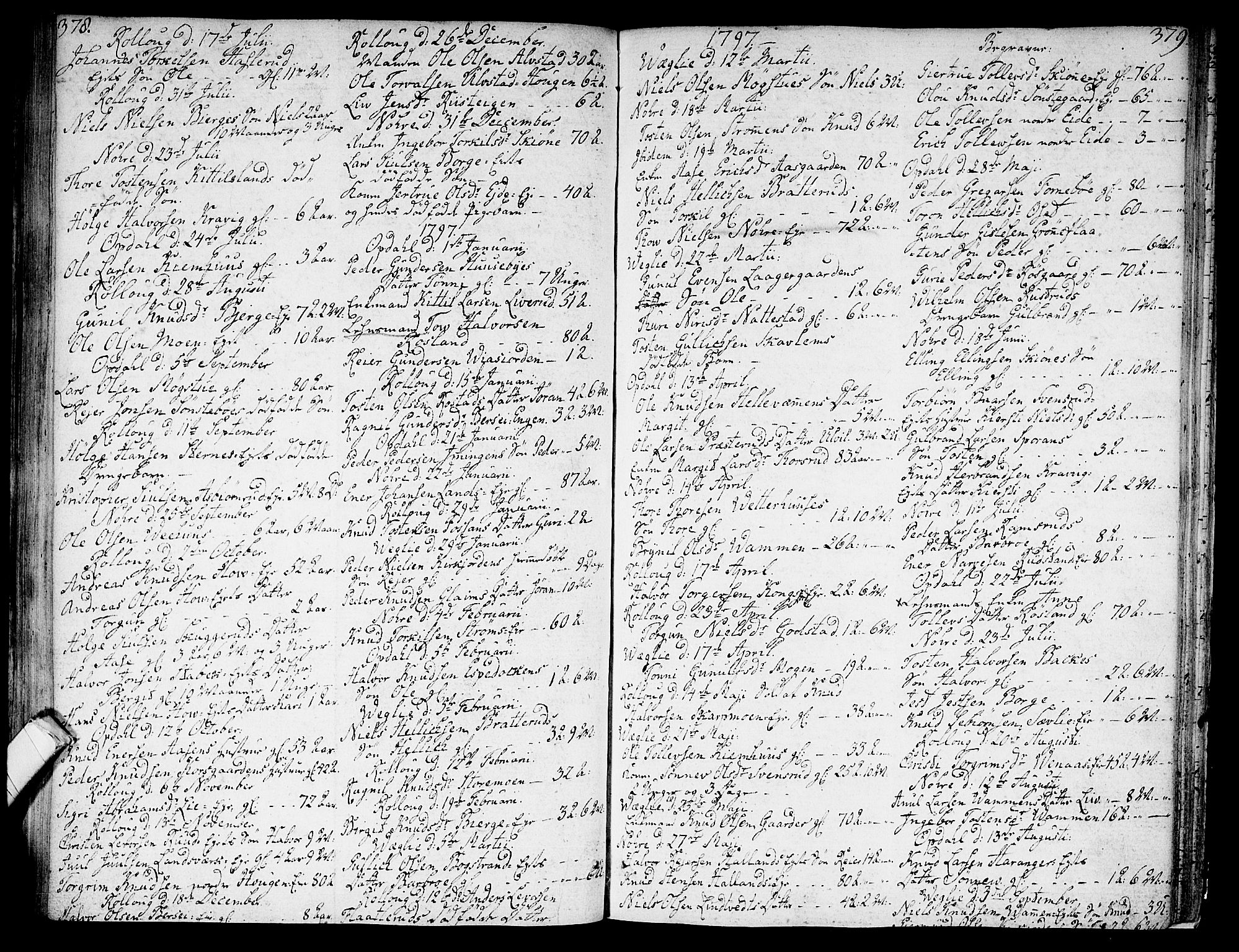 Rollag kirkebøker, SAKO/A-240/F/Fa/L0005: Parish register (official) no. I 5, 1792-1814, p. 378-379