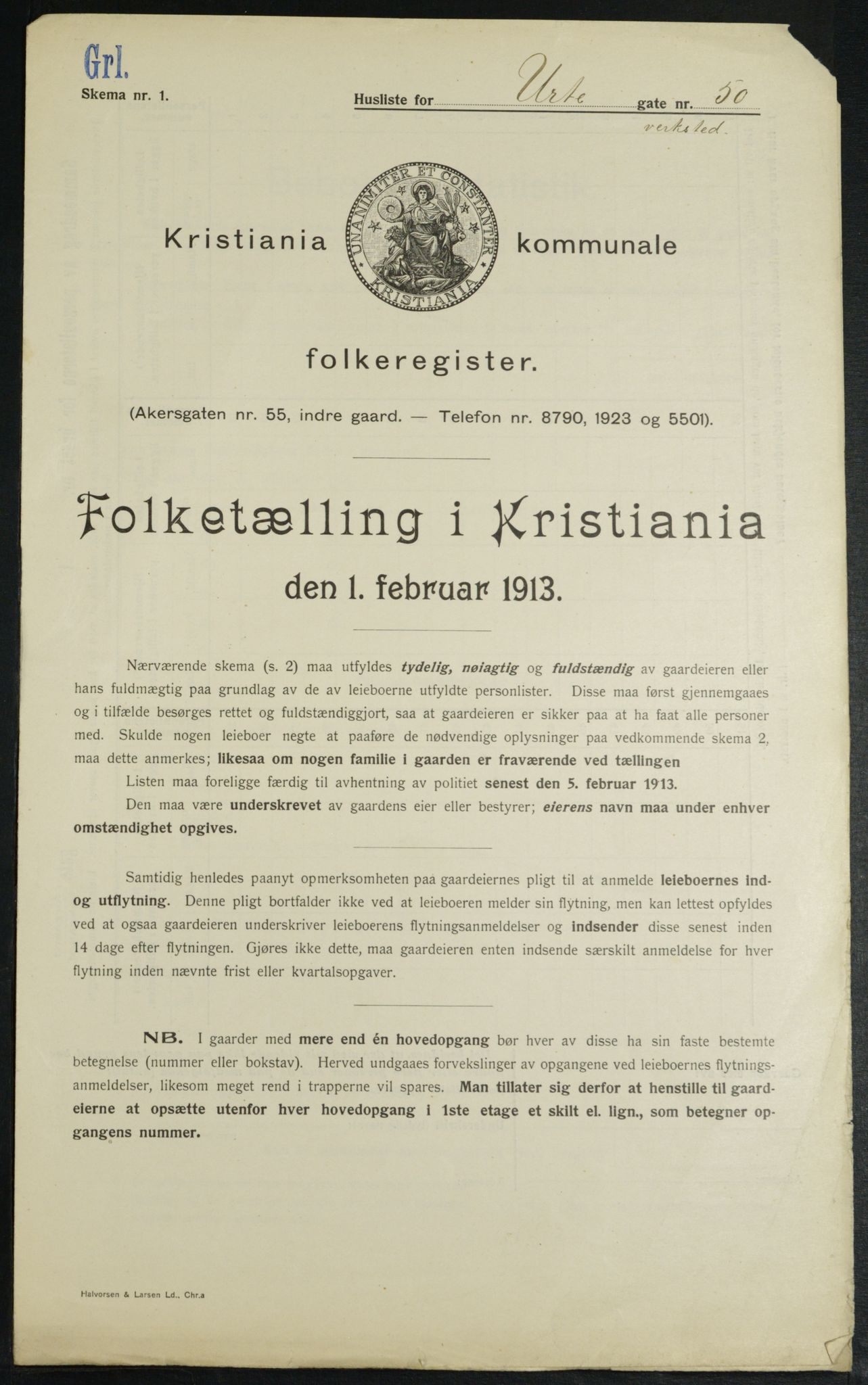 OBA, Municipal Census 1913 for Kristiania, 1913, p. 121241