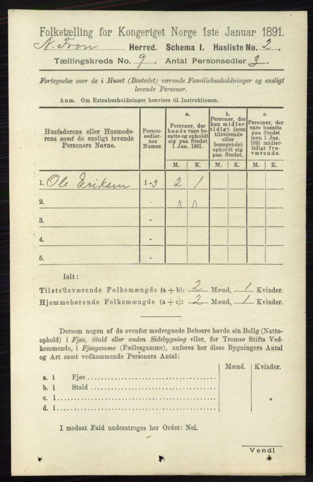 RA, 1891 census for 0518 Nord-Fron, 1891, p. 3596