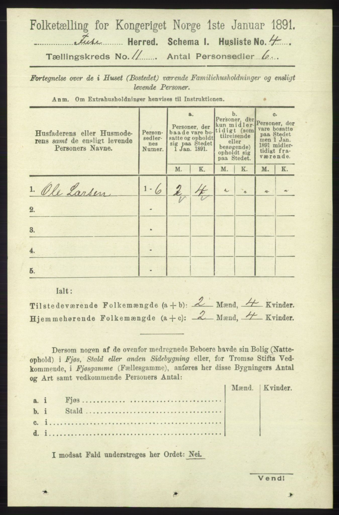 RA, 1891 census for 1241 Fusa, 1891, p. 2089