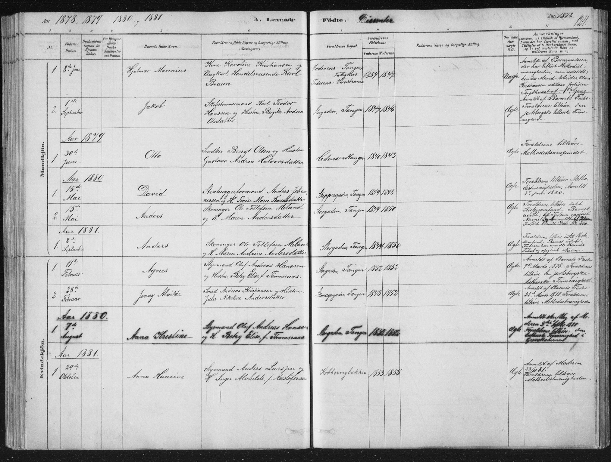 Strømsø kirkebøker, AV/SAKO-A-246/F/Fb/L0005: Parish register (official) no. II 5, 1877-1902, p. 124