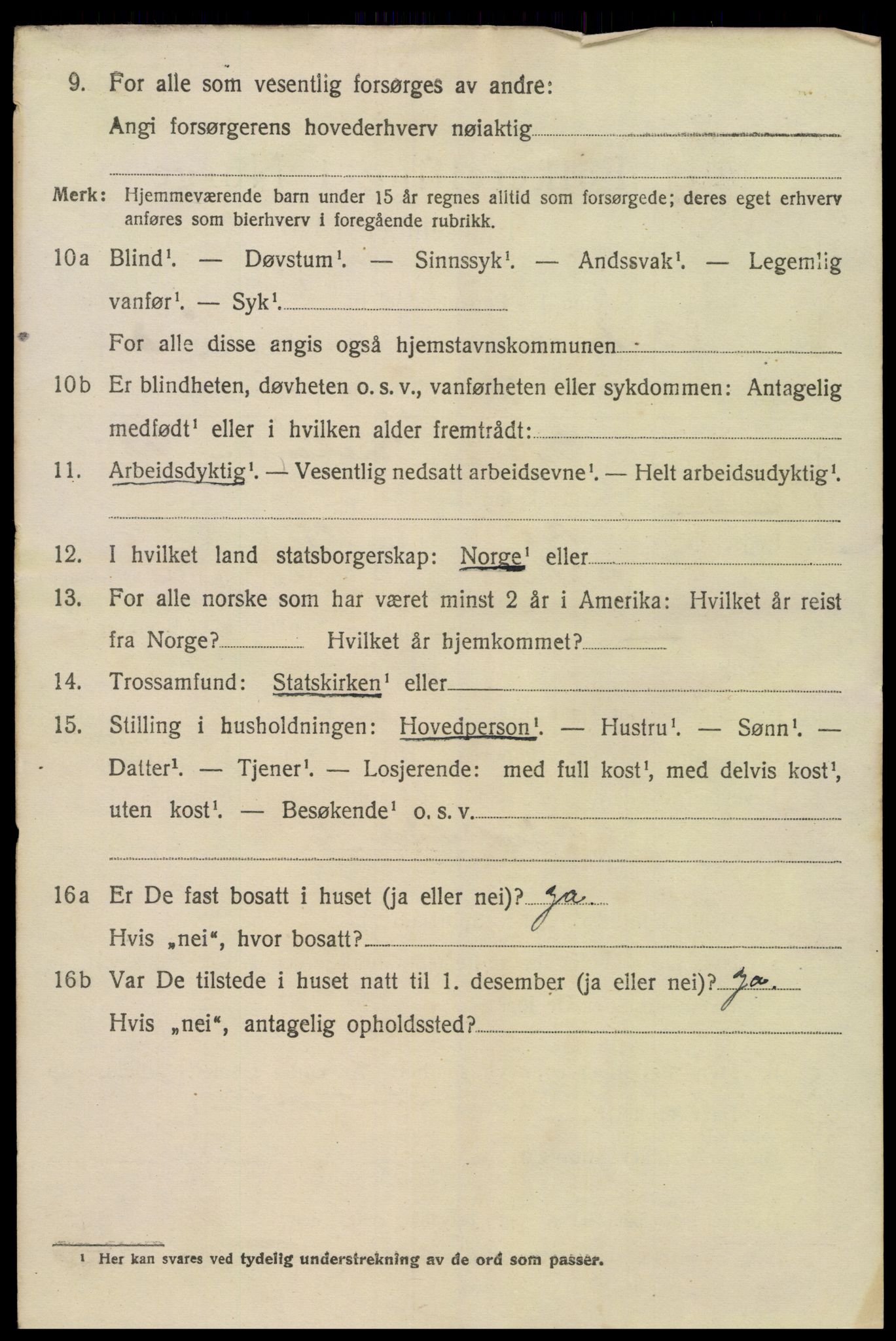 SAK, 1920 census for Birkenes, 1920, p. 1064