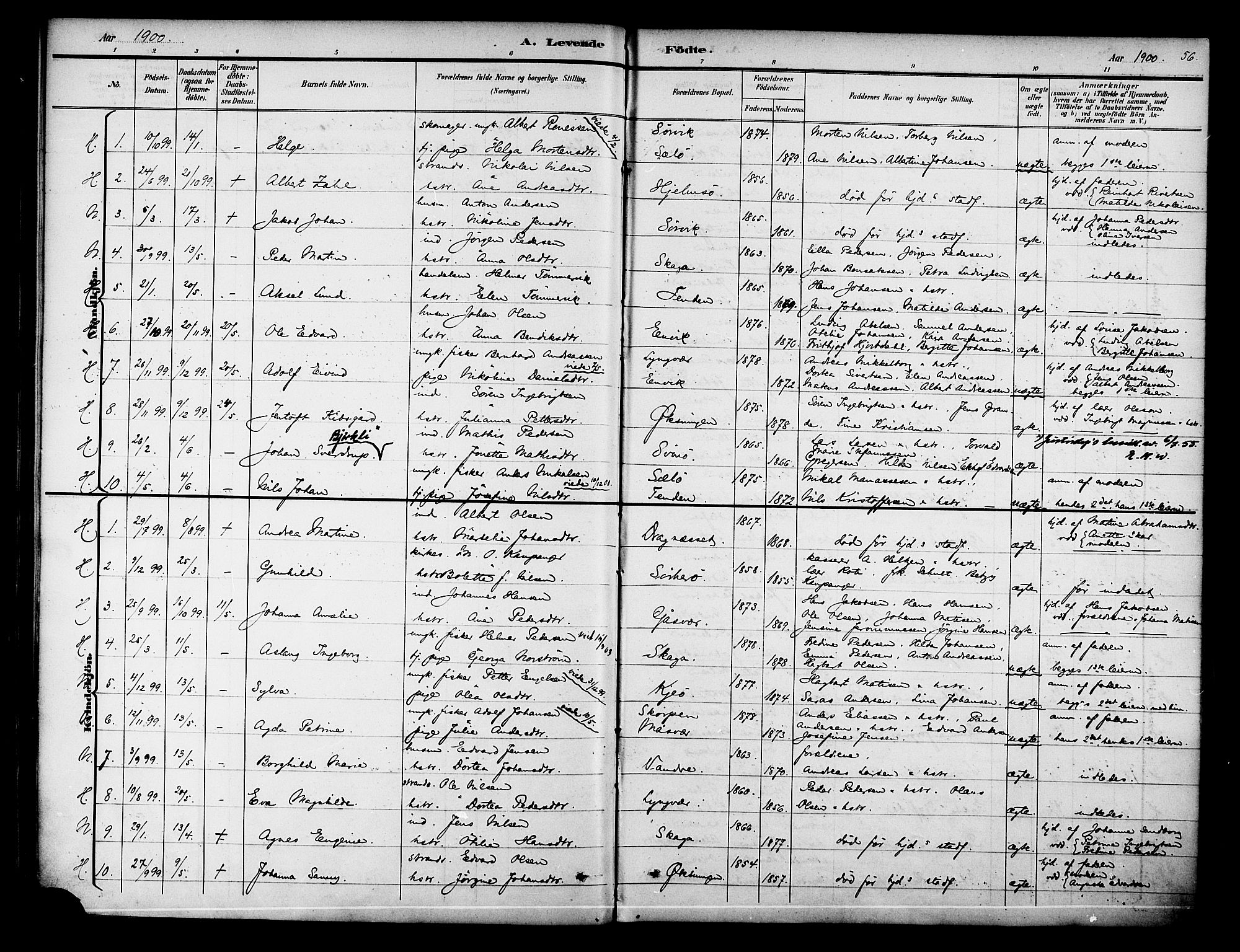 Ministerialprotokoller, klokkerbøker og fødselsregistre - Nordland, SAT/A-1459/834/L0508: Parish register (official) no. 834A06, 1892-1901, p. 56
