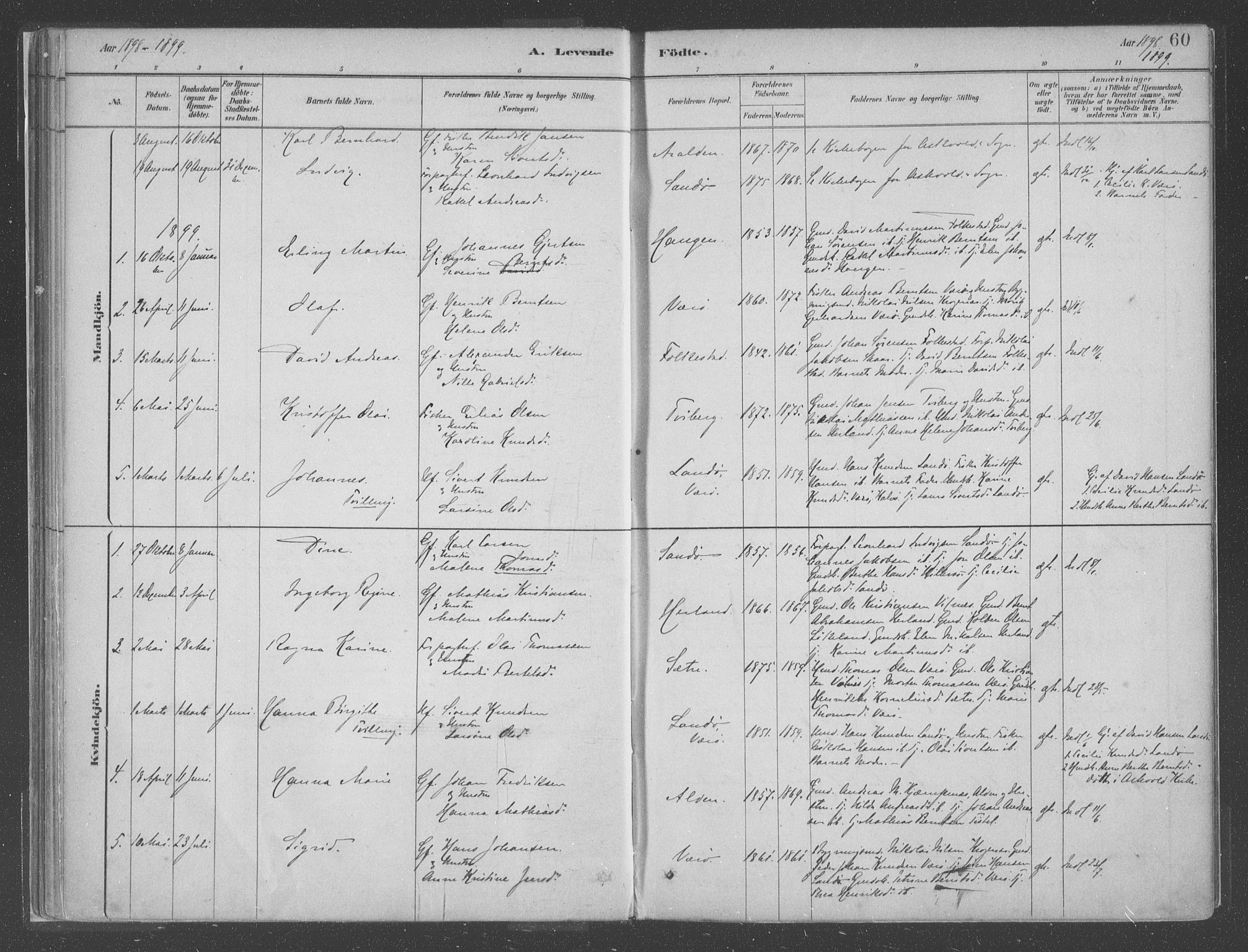 Askvoll sokneprestembete, SAB/A-79501/H/Haa/Haac/L0001: Parish register (official) no. C  1, 1879-1922, p. 60