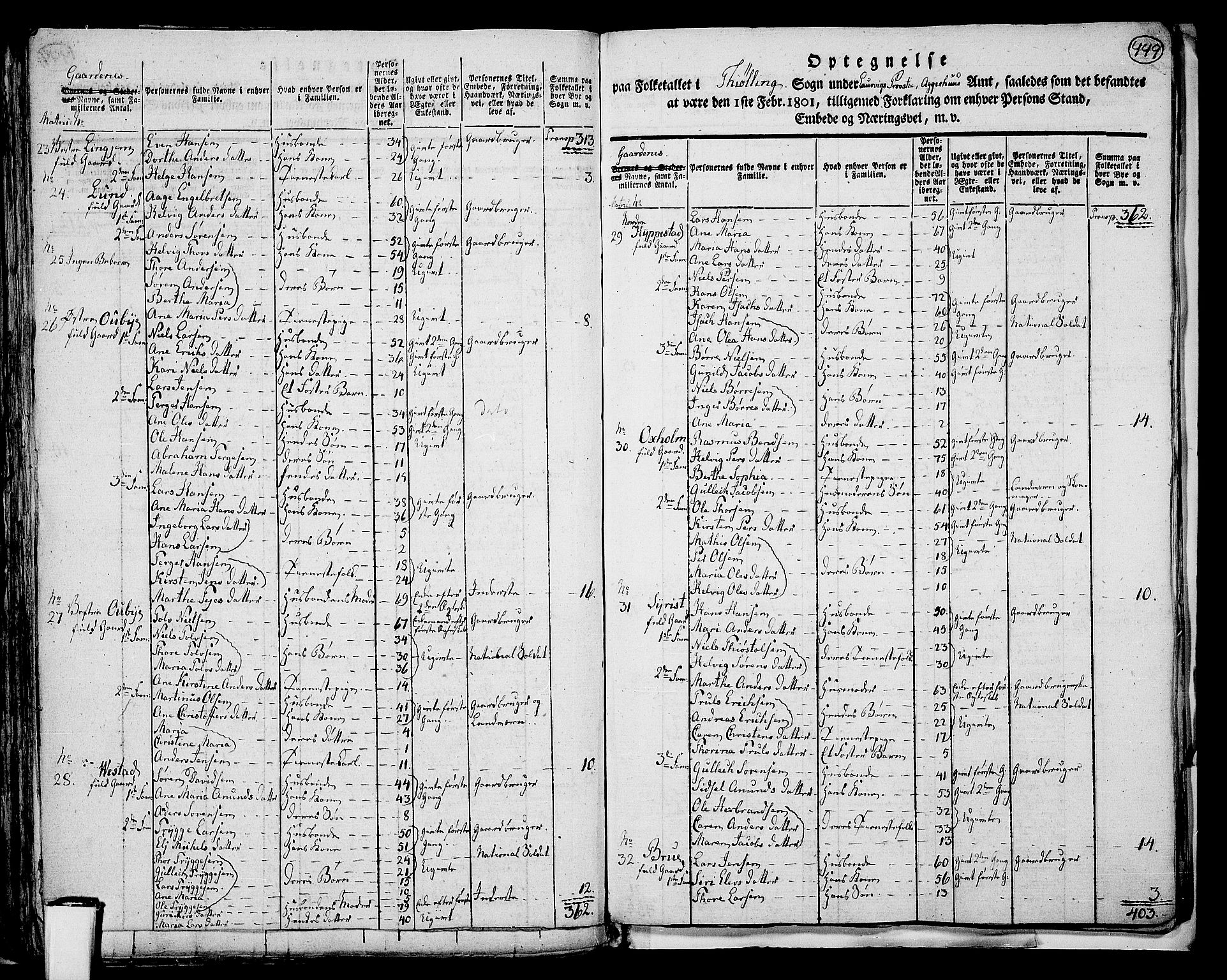 RA, 1801 census for 0725P Tjølling, 1801, p. 448b-449a