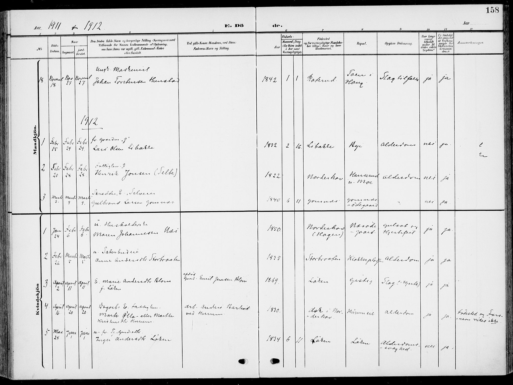 Hole kirkebøker, SAKO/A-228/F/Fa/L0010: Parish register (official) no. I 10, 1907-1917, p. 158