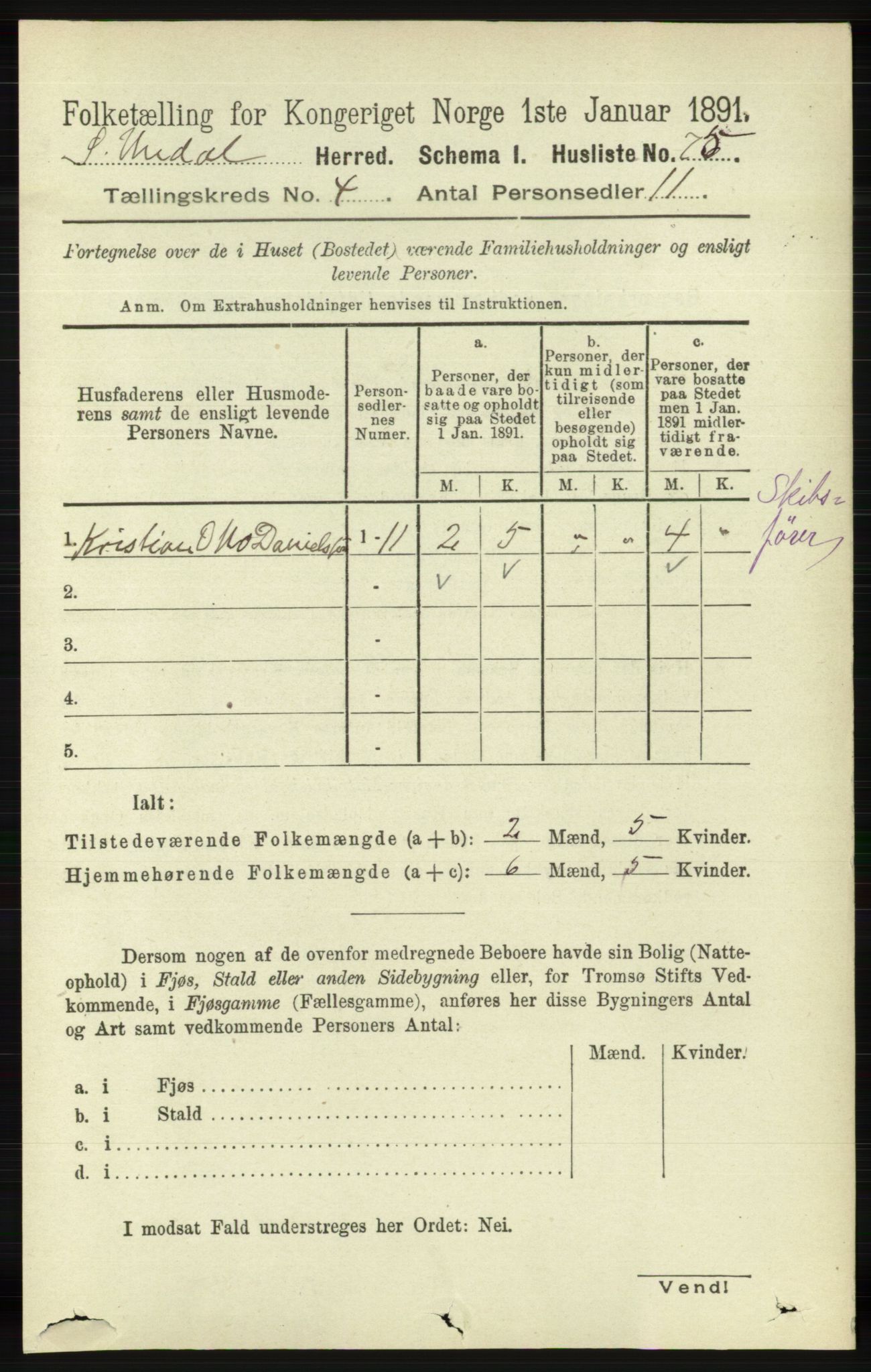 RA, 1891 census for 1029 Sør-Audnedal, 1891, p. 1405