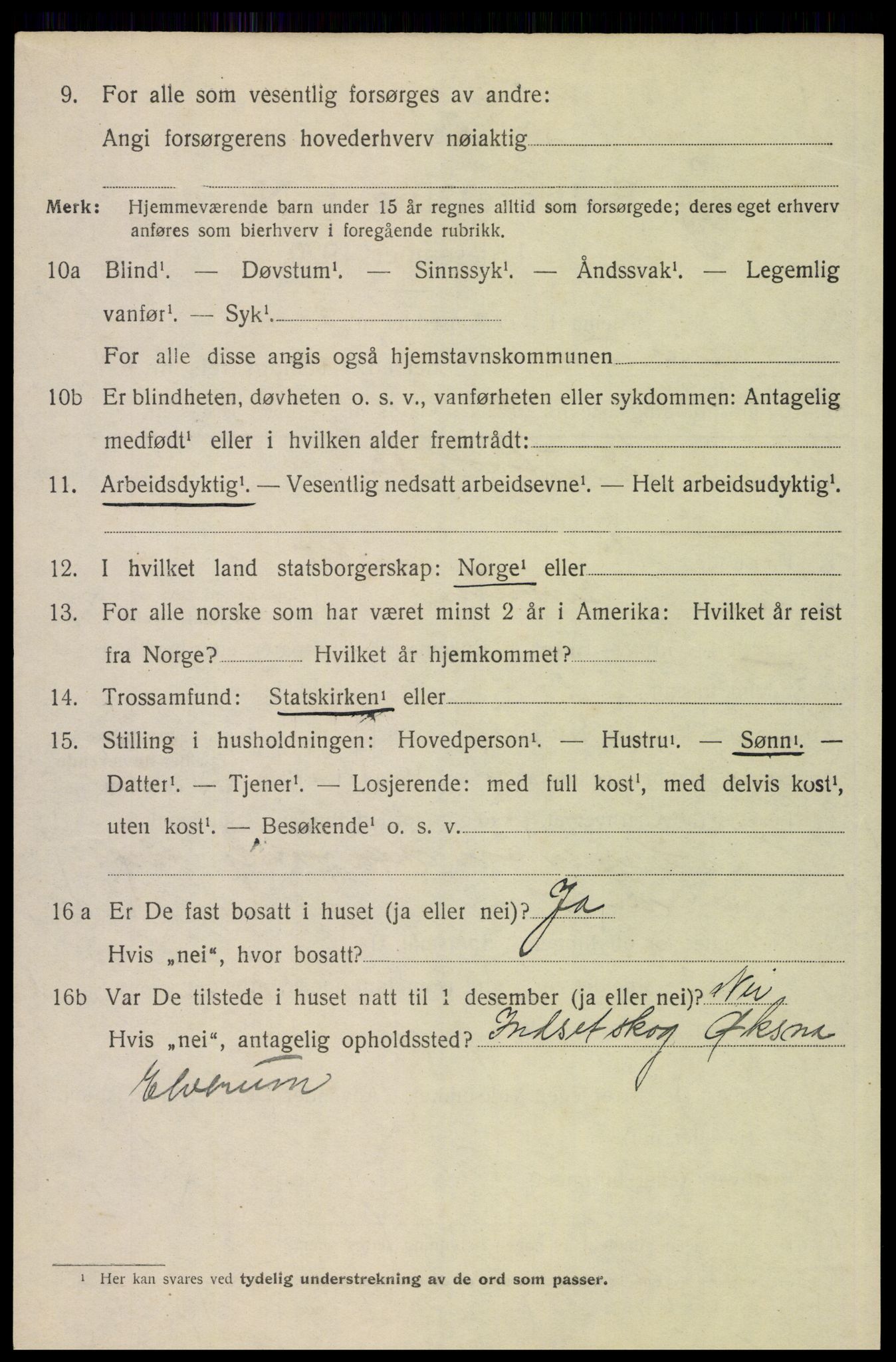 SAH, 1920 census for Elverum, 1920, p. 26443