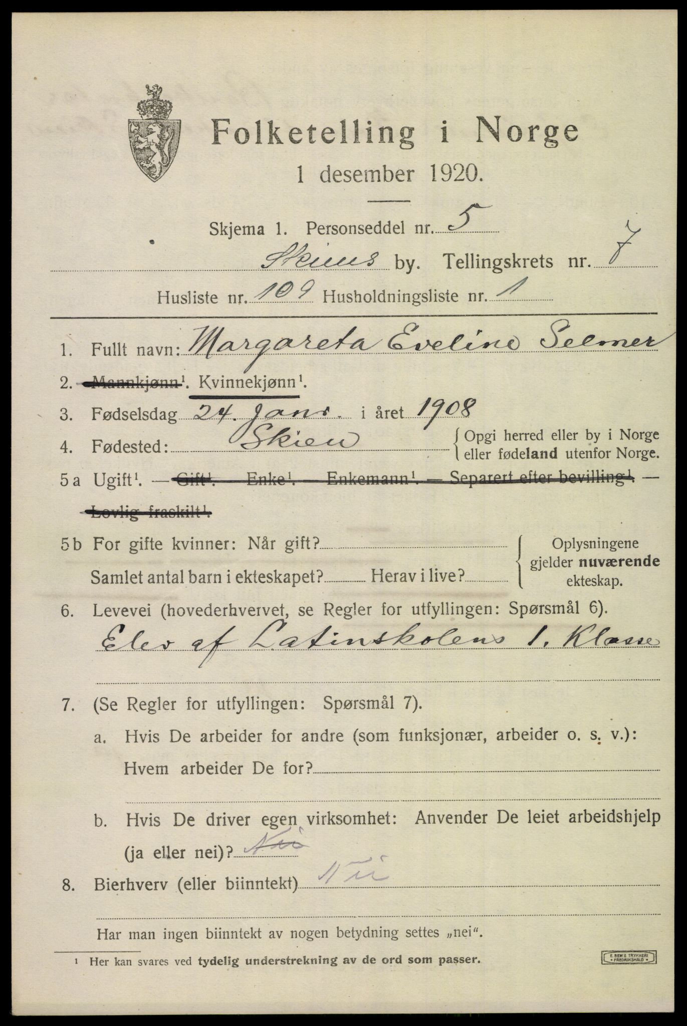 SAKO, 1920 census for Skien, 1920, p. 26772