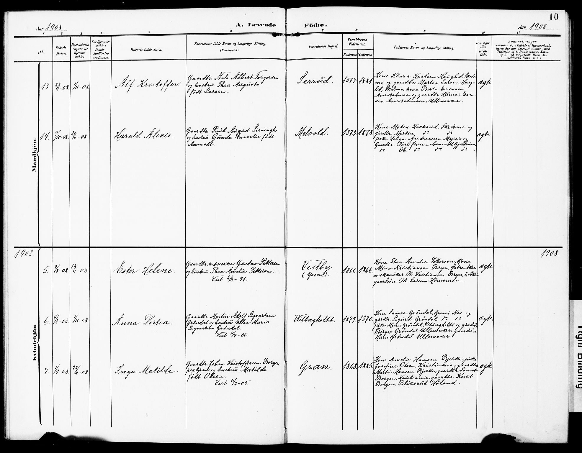 Sørum prestekontor Kirkebøker, AV/SAO-A-10303/G/Gb/L0001: Parish register (copy) no. II 1, 1907-1929, p. 10