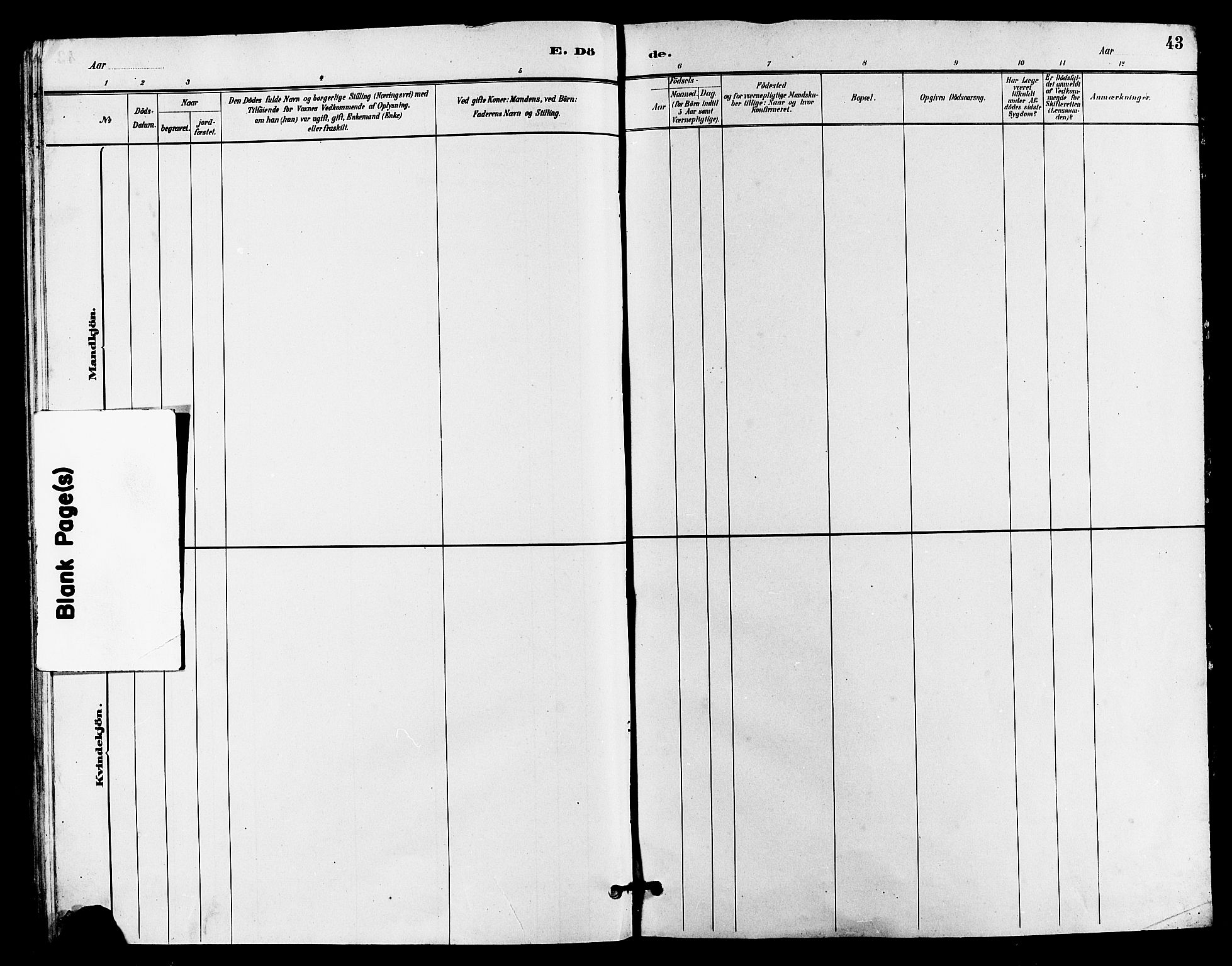 Haugesund sokneprestkontor, AV/SAST-A -101863/H/Ha/Hab/L0003: Parish register (copy) no. B 3, 1882-1889, p. 43