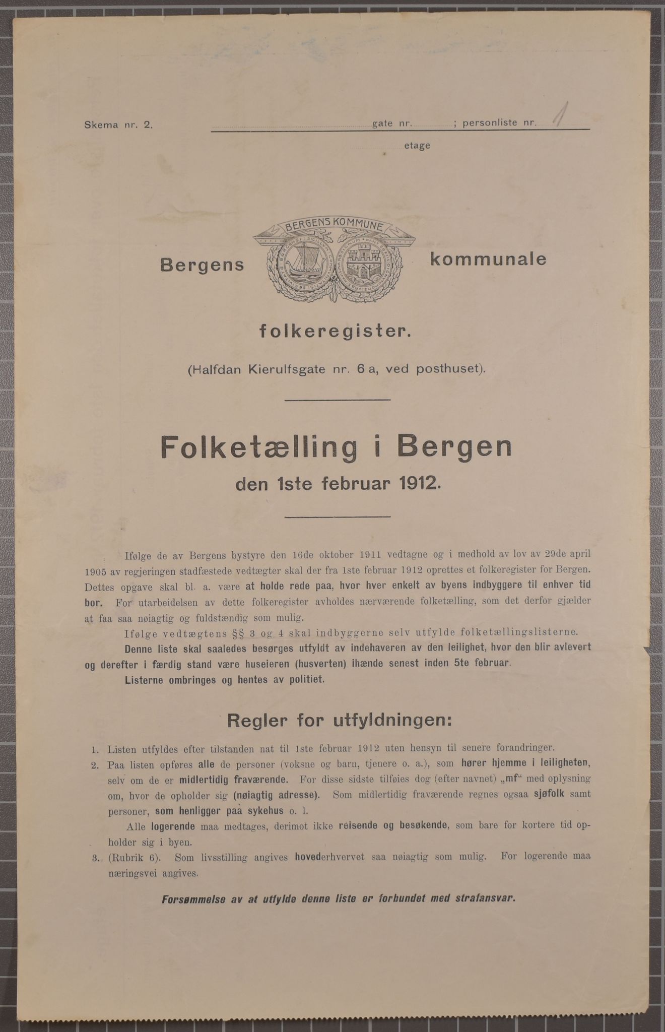 SAB, Municipal Census 1912 for Bergen, 1912, p. 921