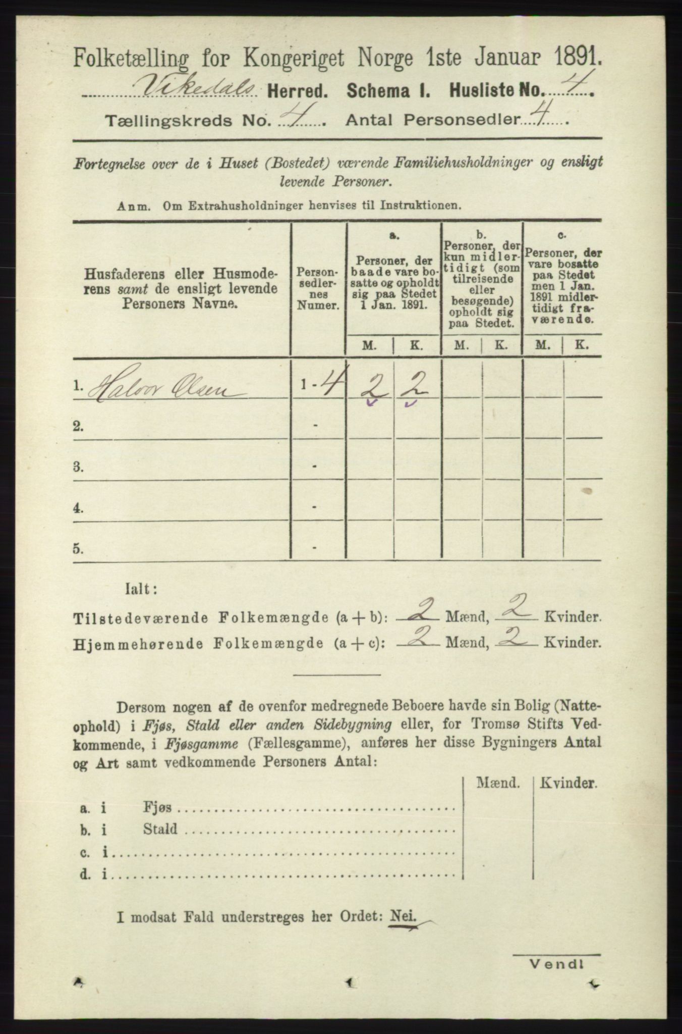 RA, 1891 census for 1157 Vikedal, 1891, p. 900