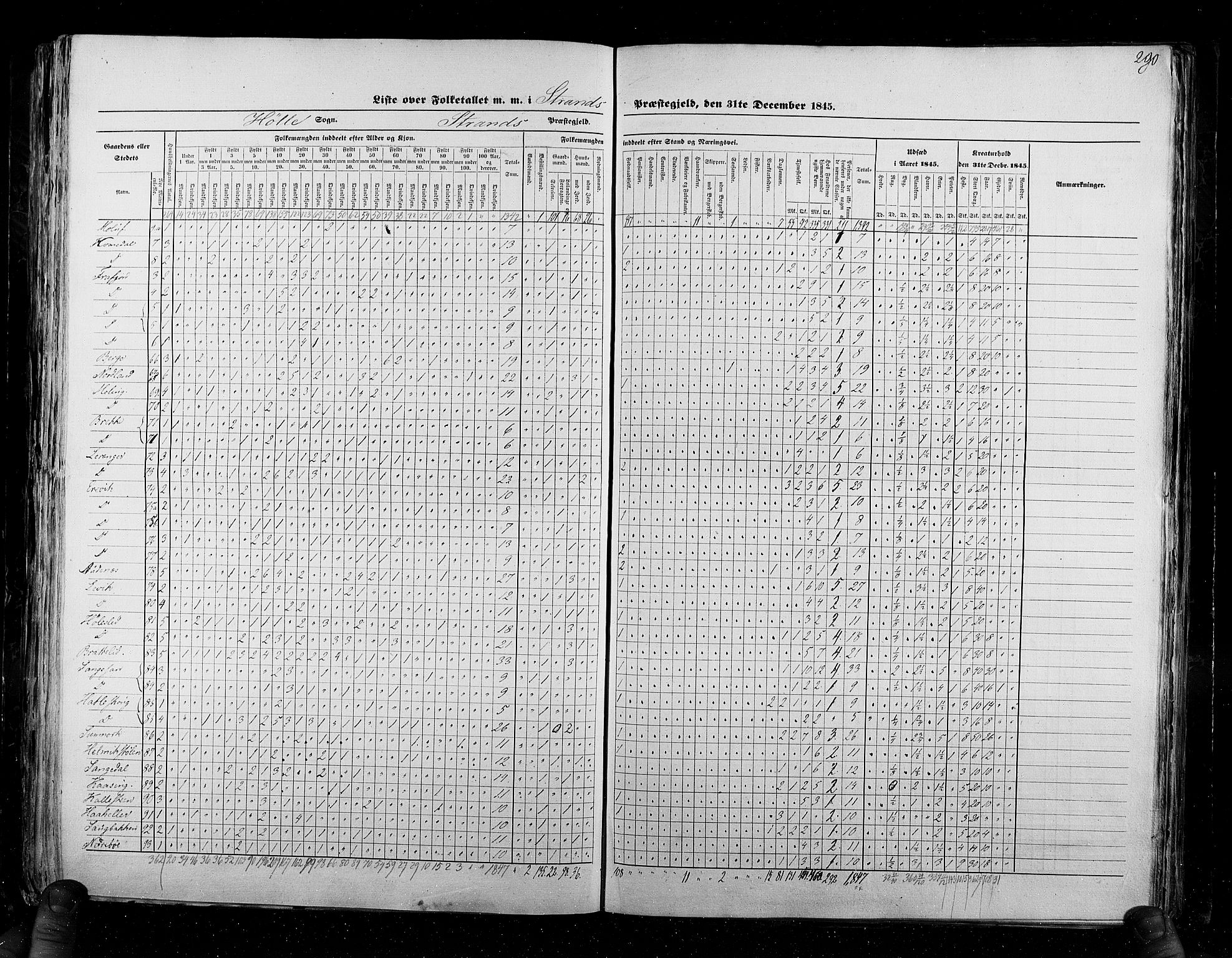 RA, Census 1845, vol. 6: Lister og Mandal amt og Stavanger amt, 1845, p. 290