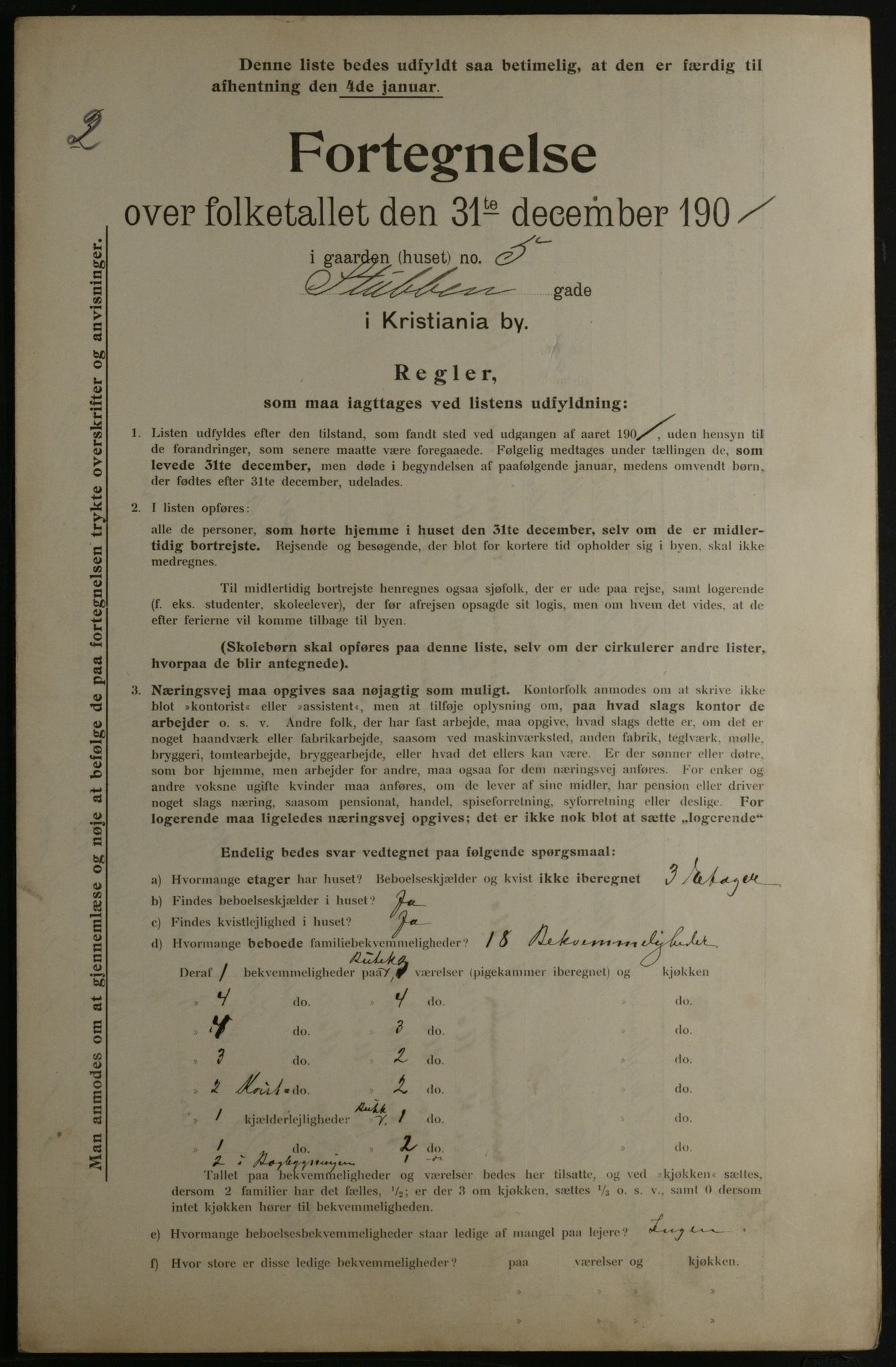 OBA, Municipal Census 1901 for Kristiania, 1901, p. 16109