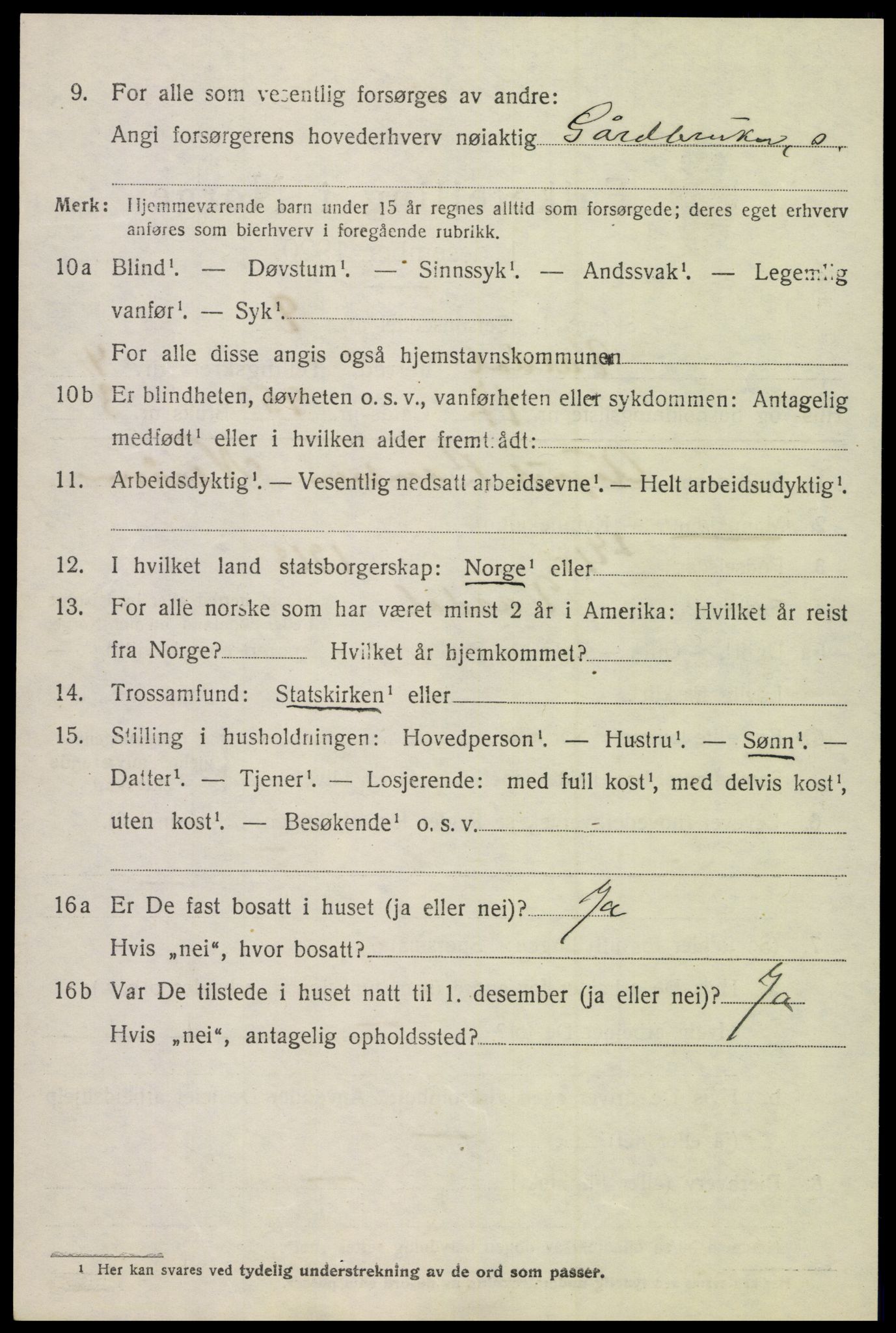 SAH, 1920 census for Vardal, 1920, p. 3038