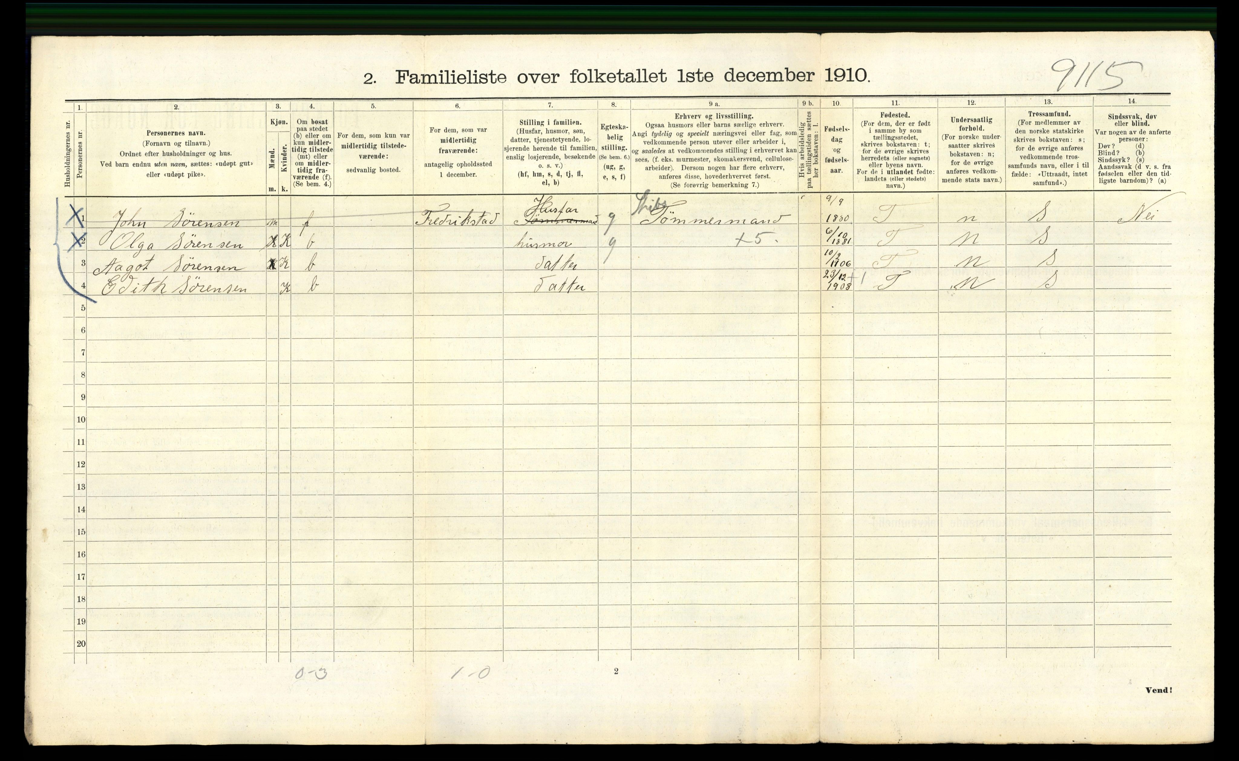 RA, 1910 census for Bergen, 1910, p. 39274