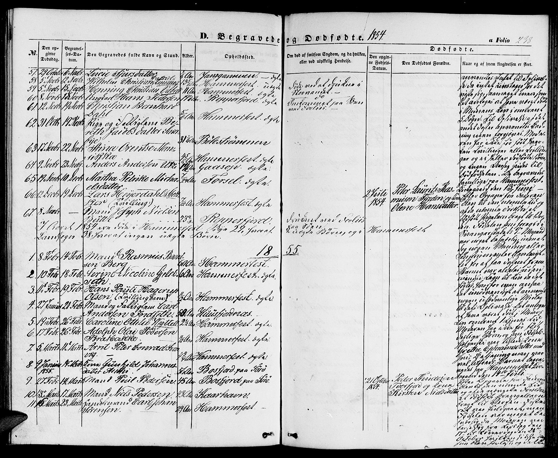 Hammerfest sokneprestkontor, SATØ/S-1347/H/Hb/L0002.klokk: Parish register (copy) no. 2, 1851-1861, p. 238