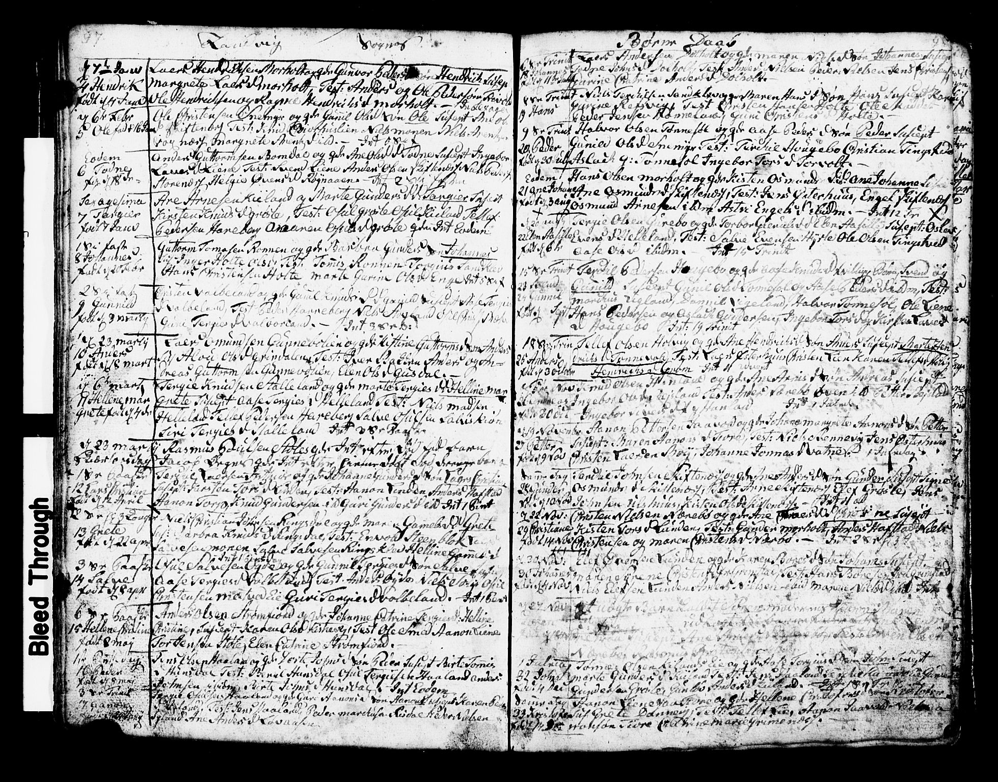 Hommedal sokneprestkontor, SAK/1111-0023/F/Fb/Fbb/L0002: Parish register (copy) no. B 2 /1, 1791-1819, p. 97-98