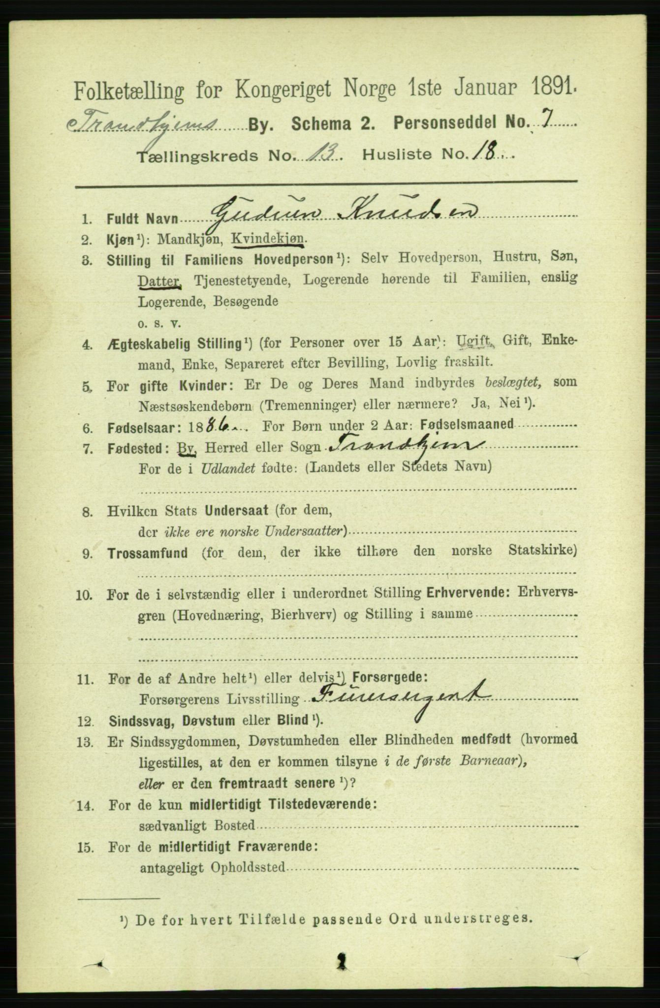 RA, 1891 census for 1601 Trondheim, 1891, p. 10421