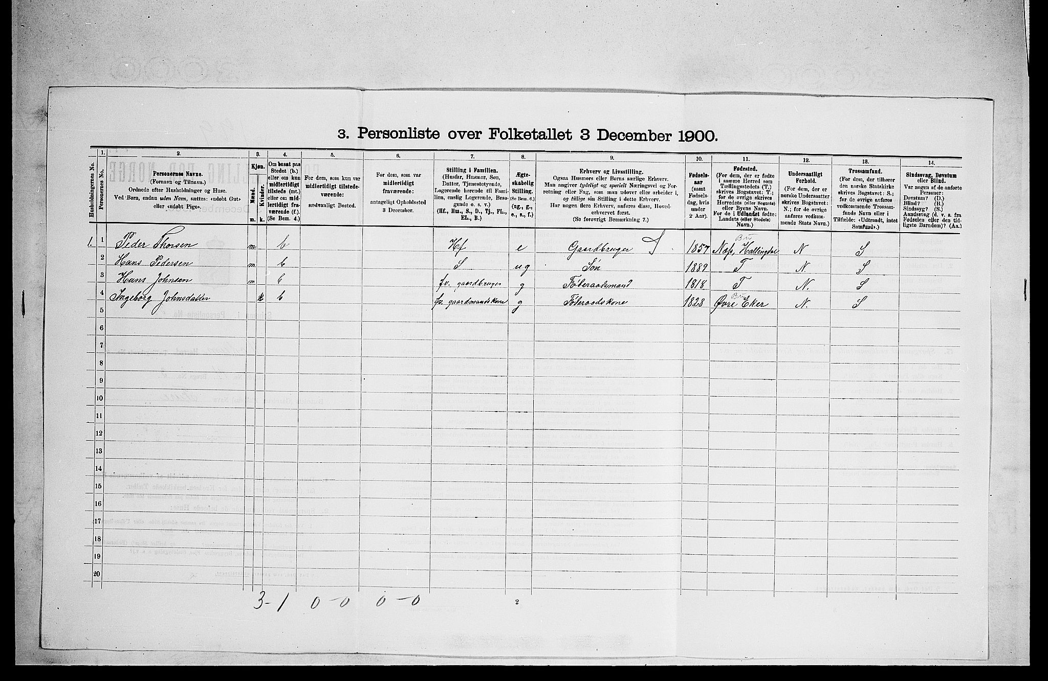 RA, 1900 census for Modum, 1900, p. 482