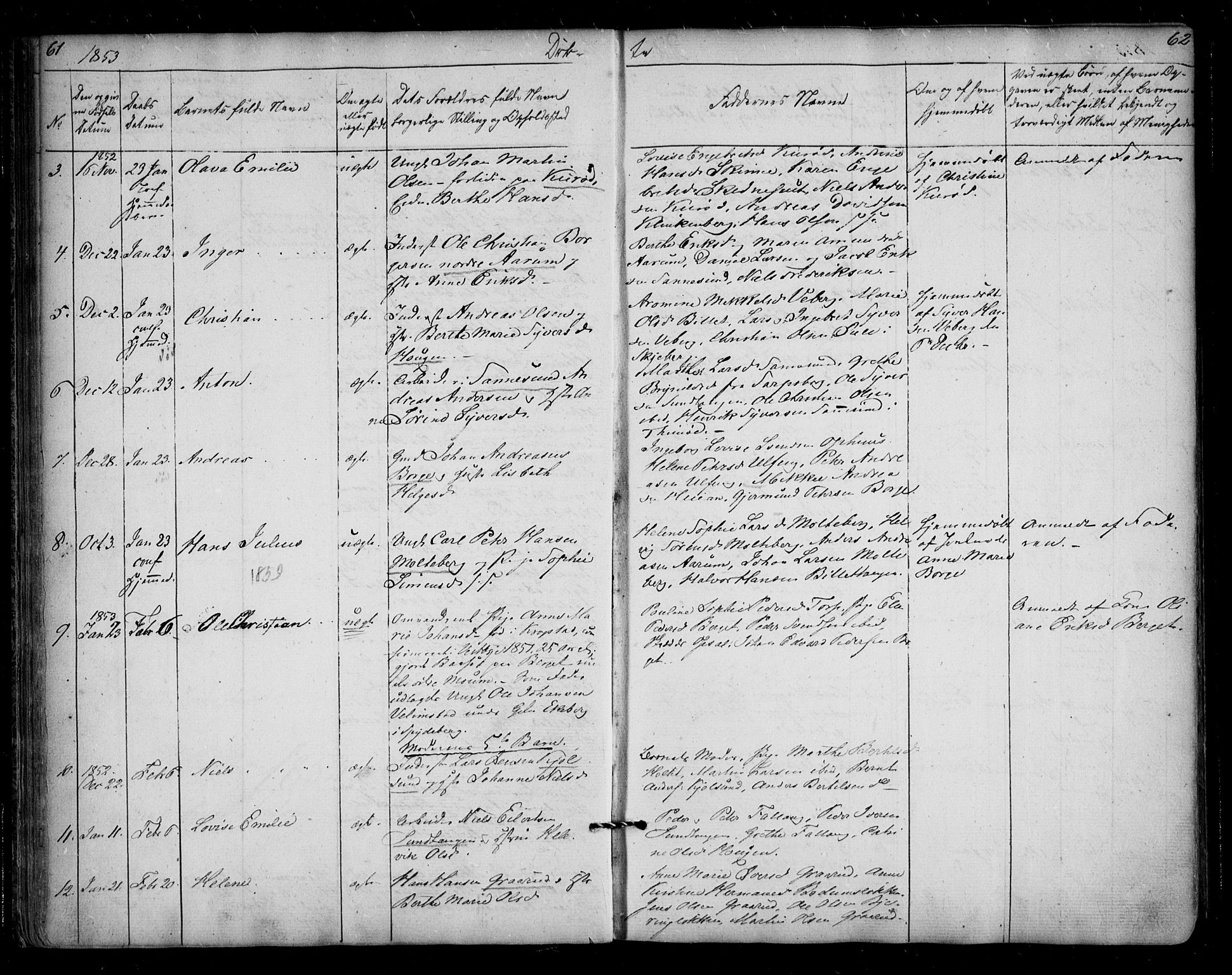 Borge prestekontor Kirkebøker, AV/SAO-A-10903/F/Fa/L0005: Parish register (official) no. I 5, 1848-1860, p. 61-62