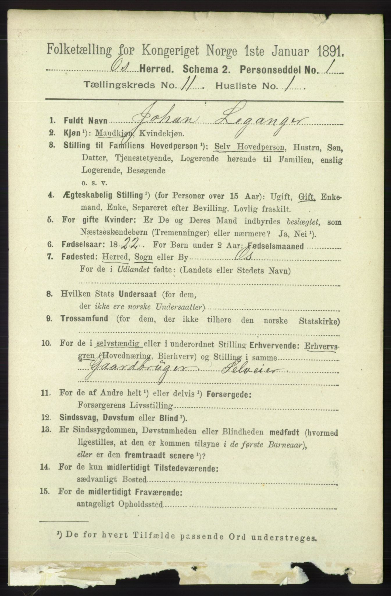 RA, 1891 census for 1243 Os, 1891, p. 2572