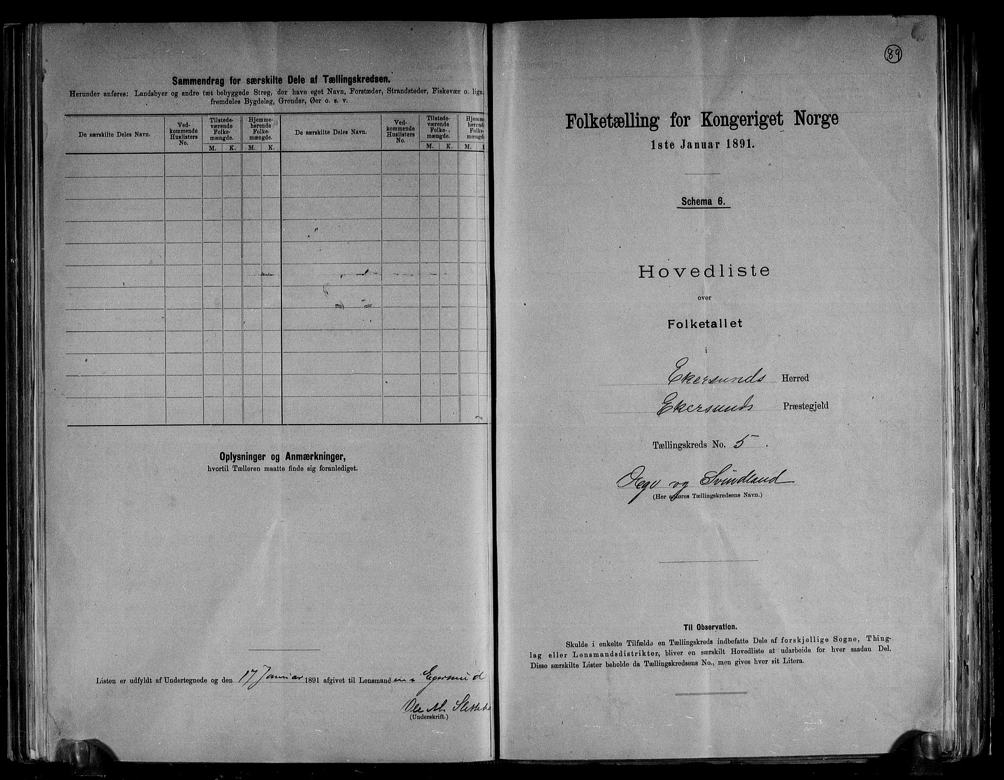 RA, 1891 census for 1116 Eigersund herred, 1891, p. 12