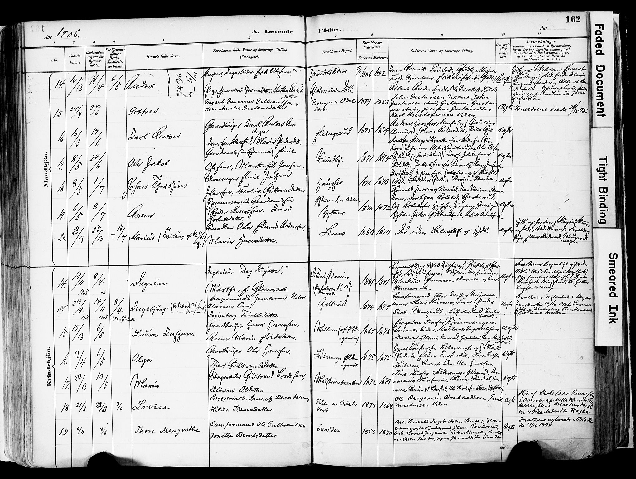 Sør-Odal prestekontor, SAH/PREST-030/H/Ha/Haa/L0006: Parish register (official) no. 6, 1886-1931, p. 162