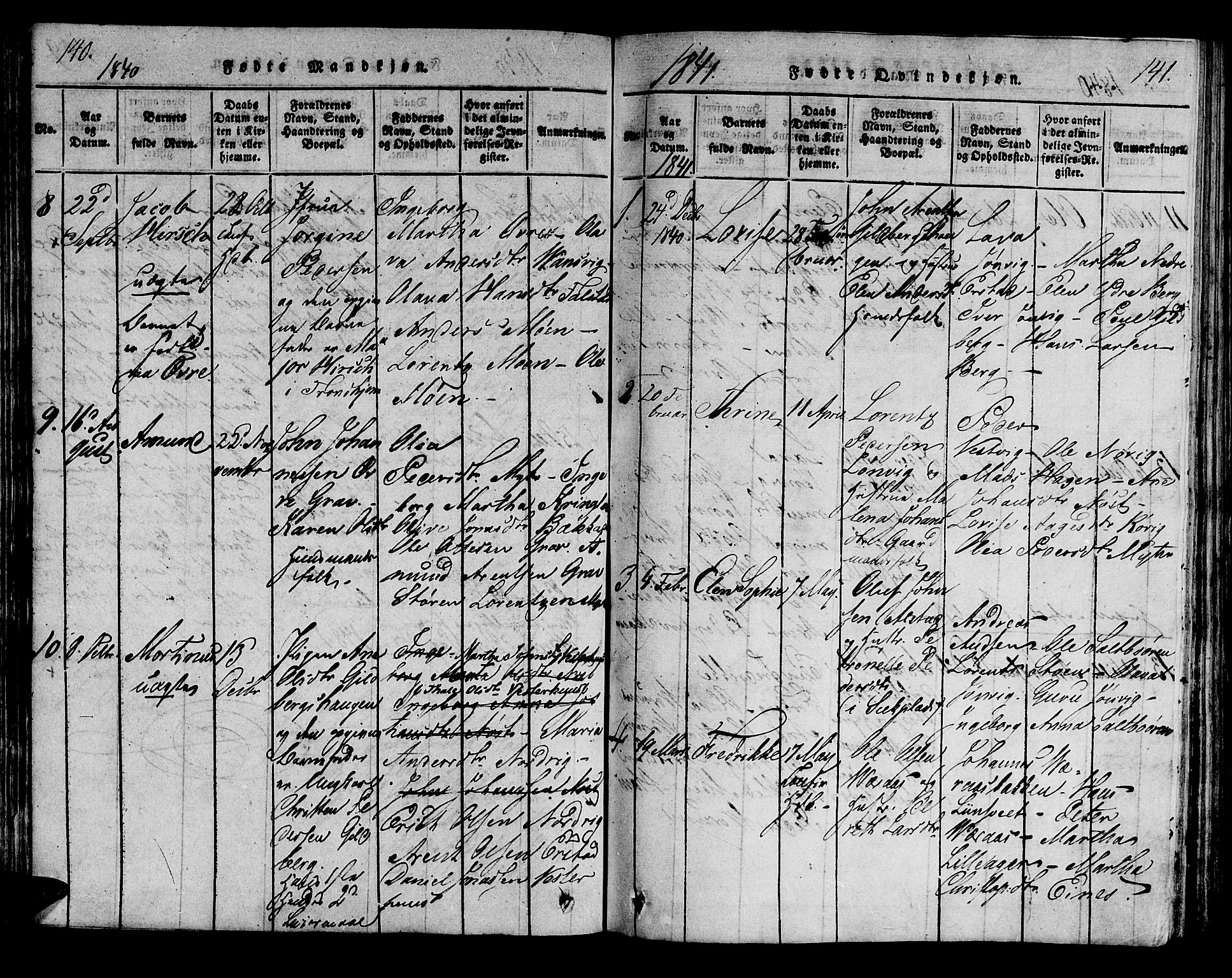 Ministerialprotokoller, klokkerbøker og fødselsregistre - Nord-Trøndelag, SAT/A-1458/722/L0217: Parish register (official) no. 722A04, 1817-1842, p. 140-141