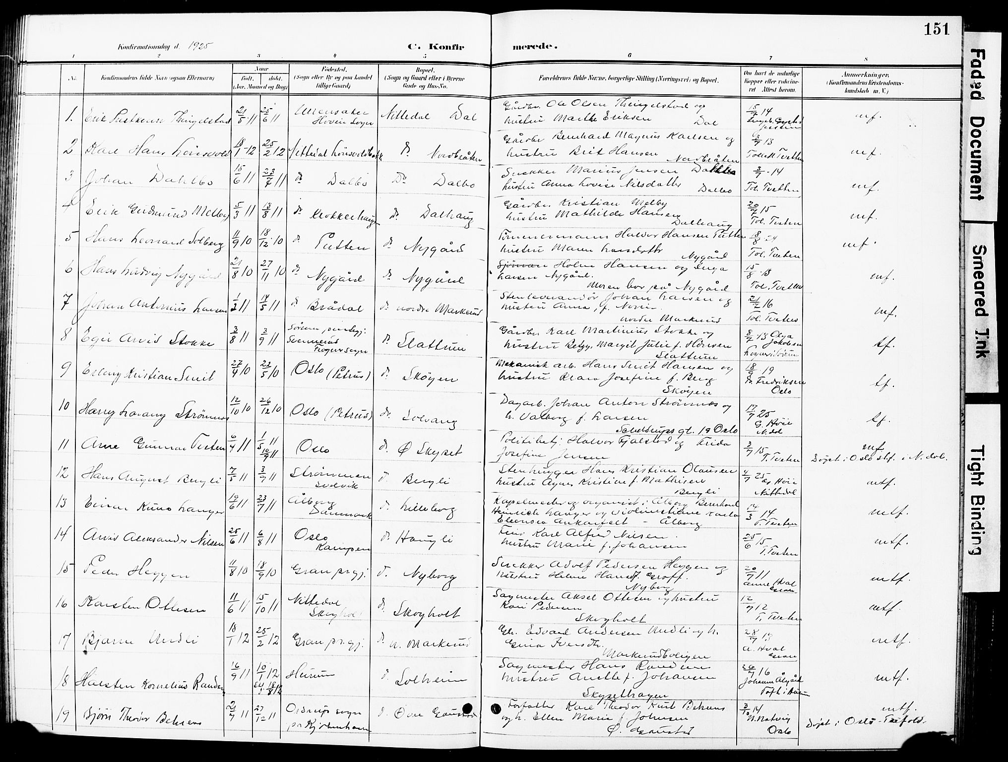 Nittedal prestekontor Kirkebøker, SAO/A-10365a/G/Ga/L0003: Parish register (copy) no. I 3, 1902-1929, p. 151