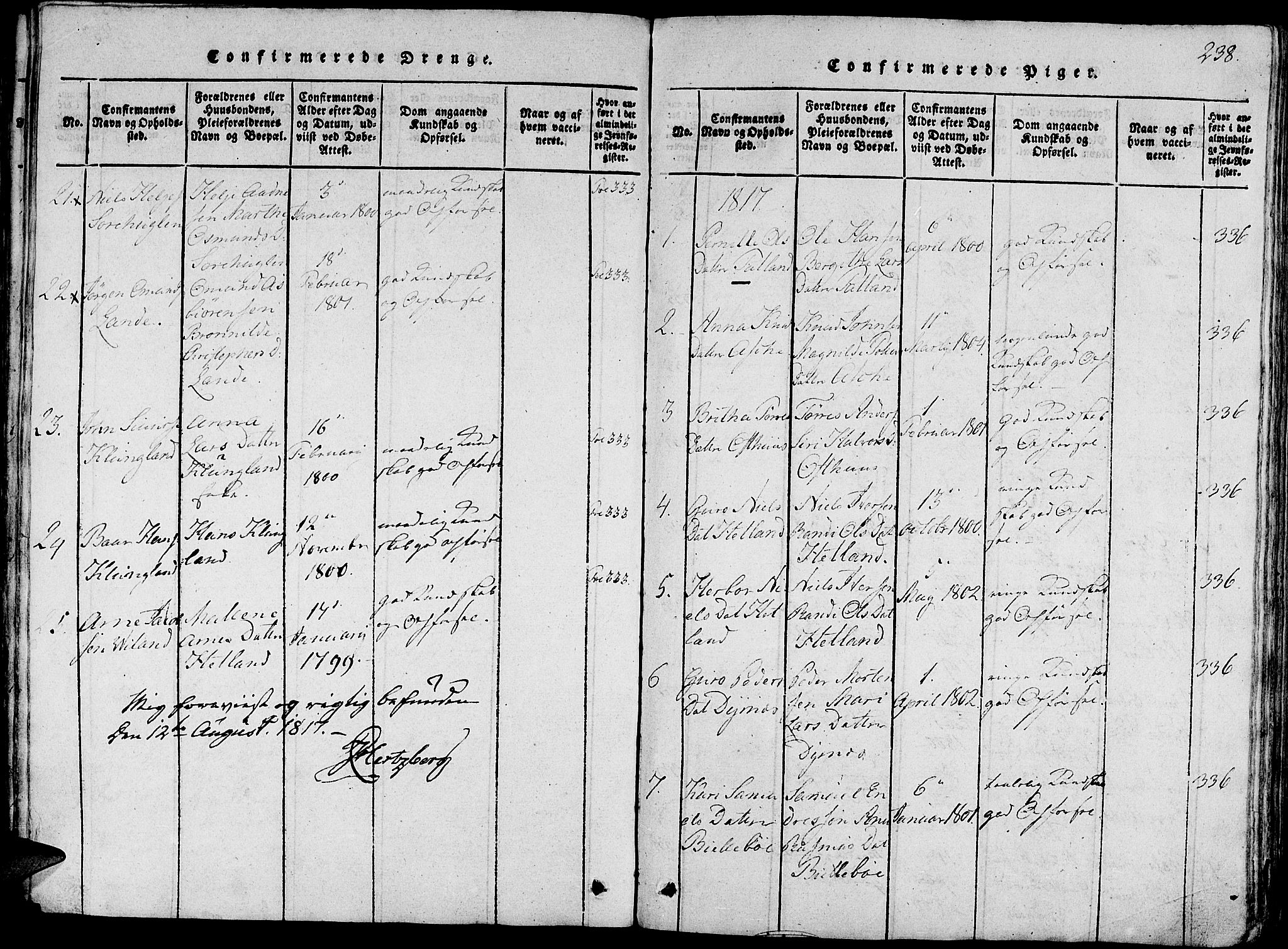 Fjelberg sokneprestembete, AV/SAB-A-75201/H/Haa: Parish register (official) no. A 4, 1816-1822, p. 238