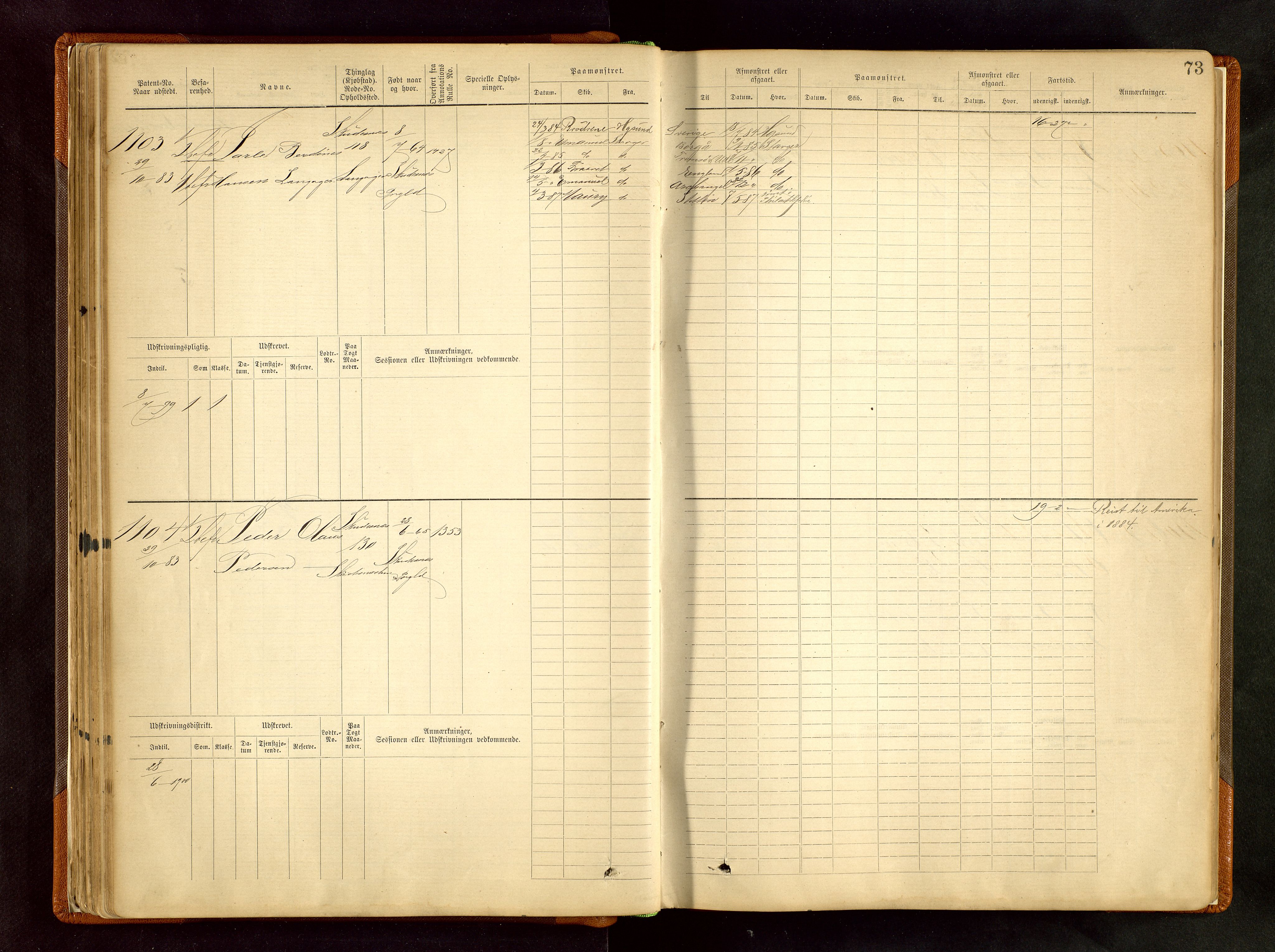 Haugesund sjømannskontor, SAST/A-102007/F/Fb/Fbb/L0002: Sjøfartsrulle Skudenes kretsnr. 959-2439, 1860-1948, p. 73