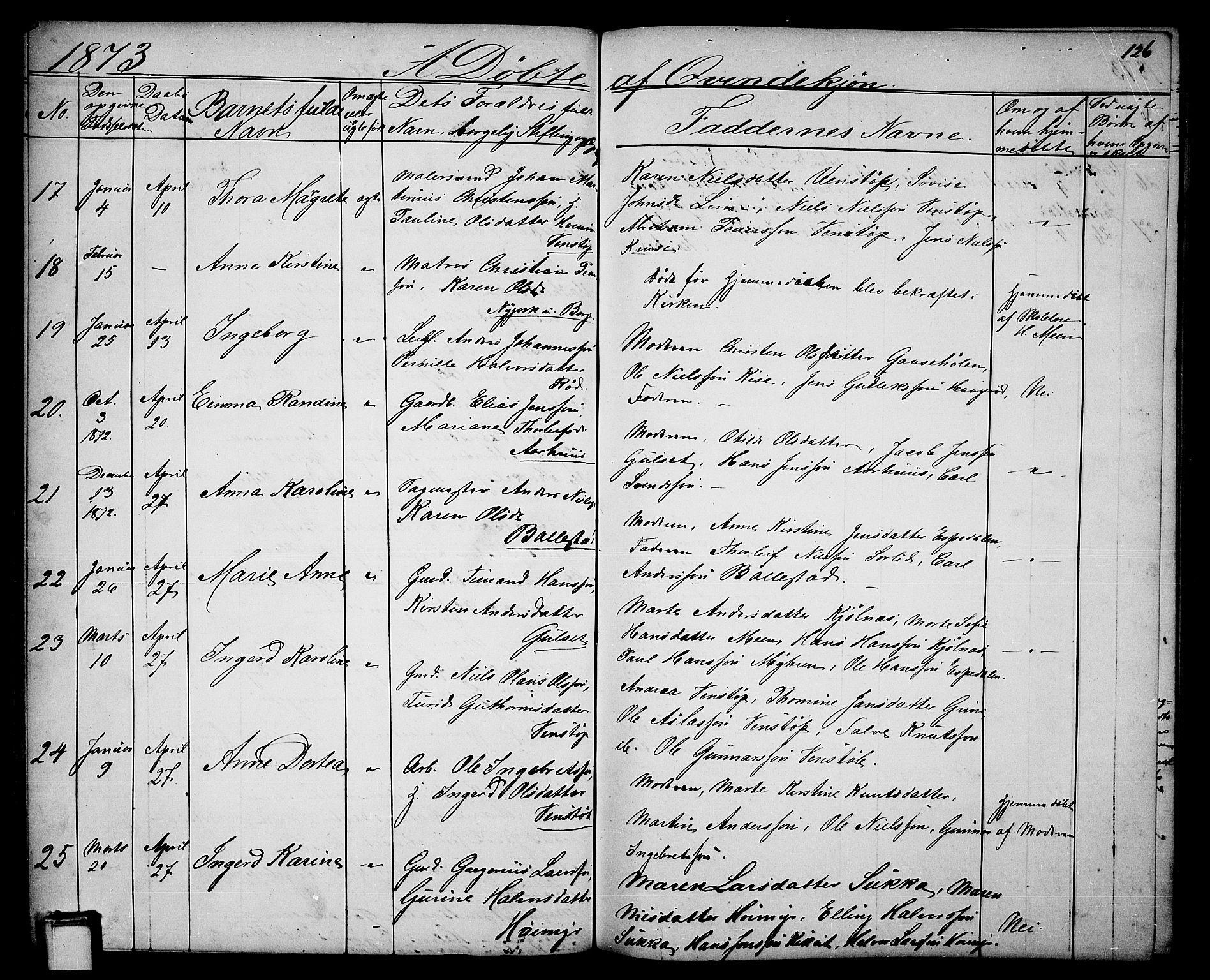 Gjerpen kirkebøker, SAKO/A-265/G/Ga/L0001: Parish register (copy) no. I 1, 1864-1882, p. 126